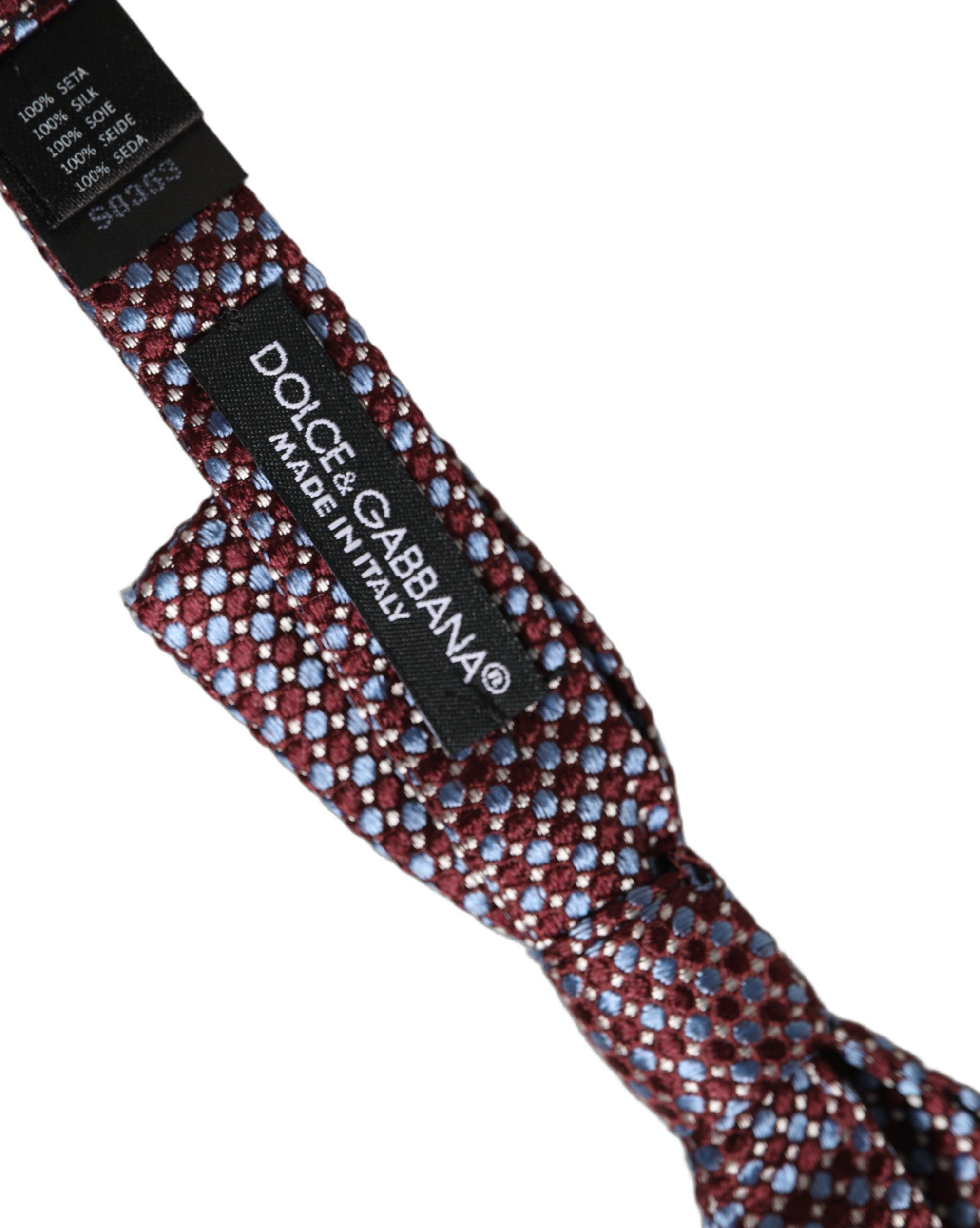 Dolce & Gabbana Blue Burgundy Woven Adjustable Neck Papillon Bow Tie