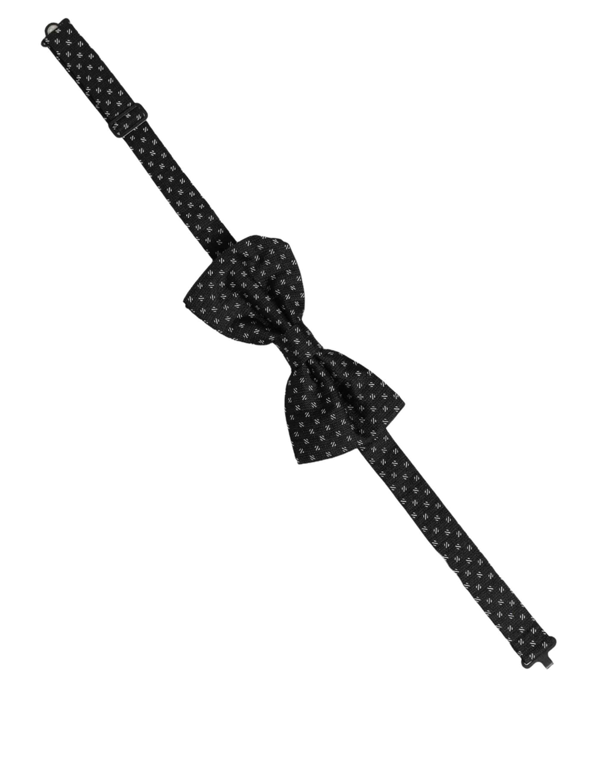 Dolce & Gabbana Men Black Patterned Adjustable Neck Papillon Bow Tie