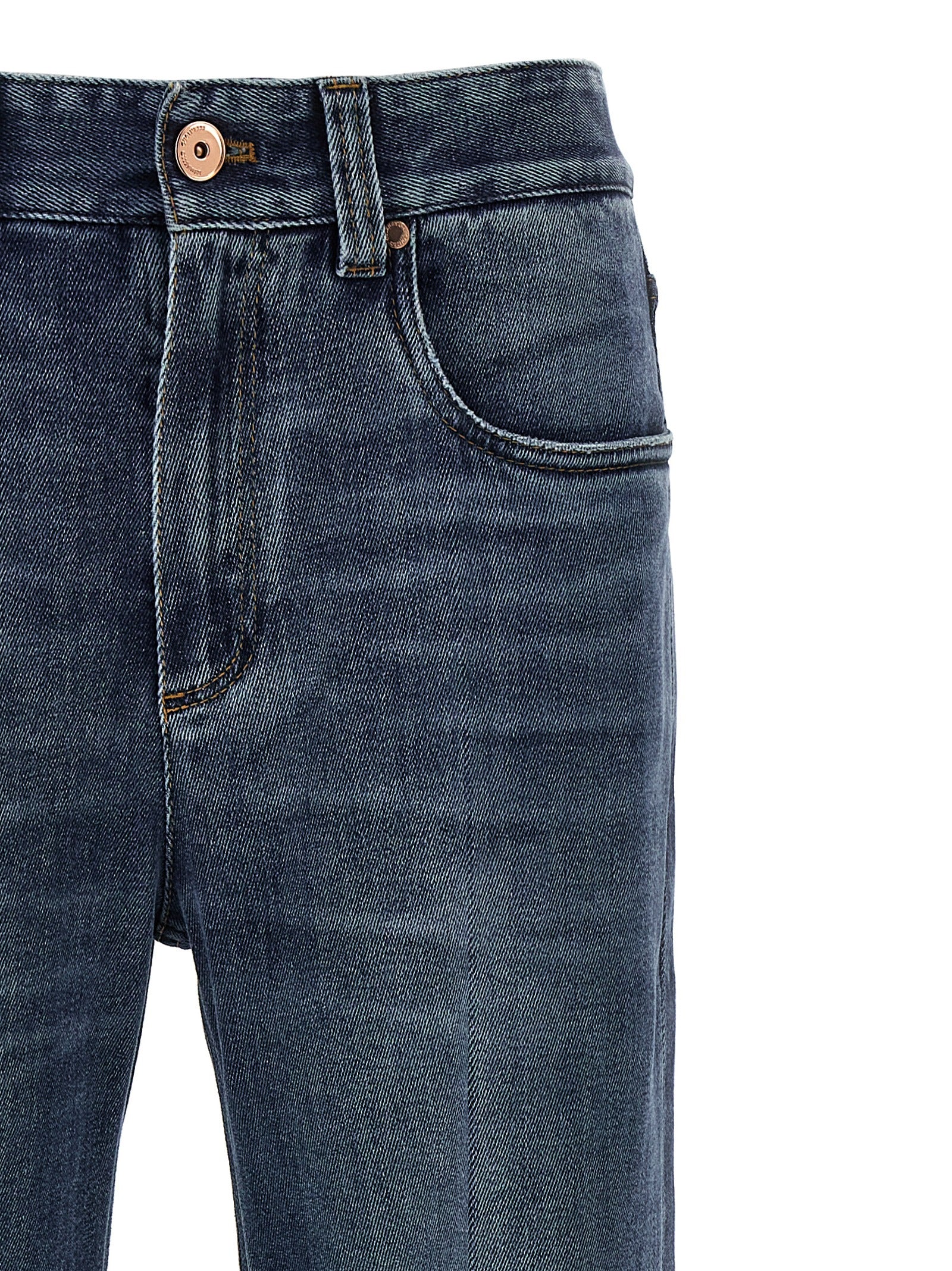 Brunello Cucinelli Blue Cotton Relaxed Fit Jeans