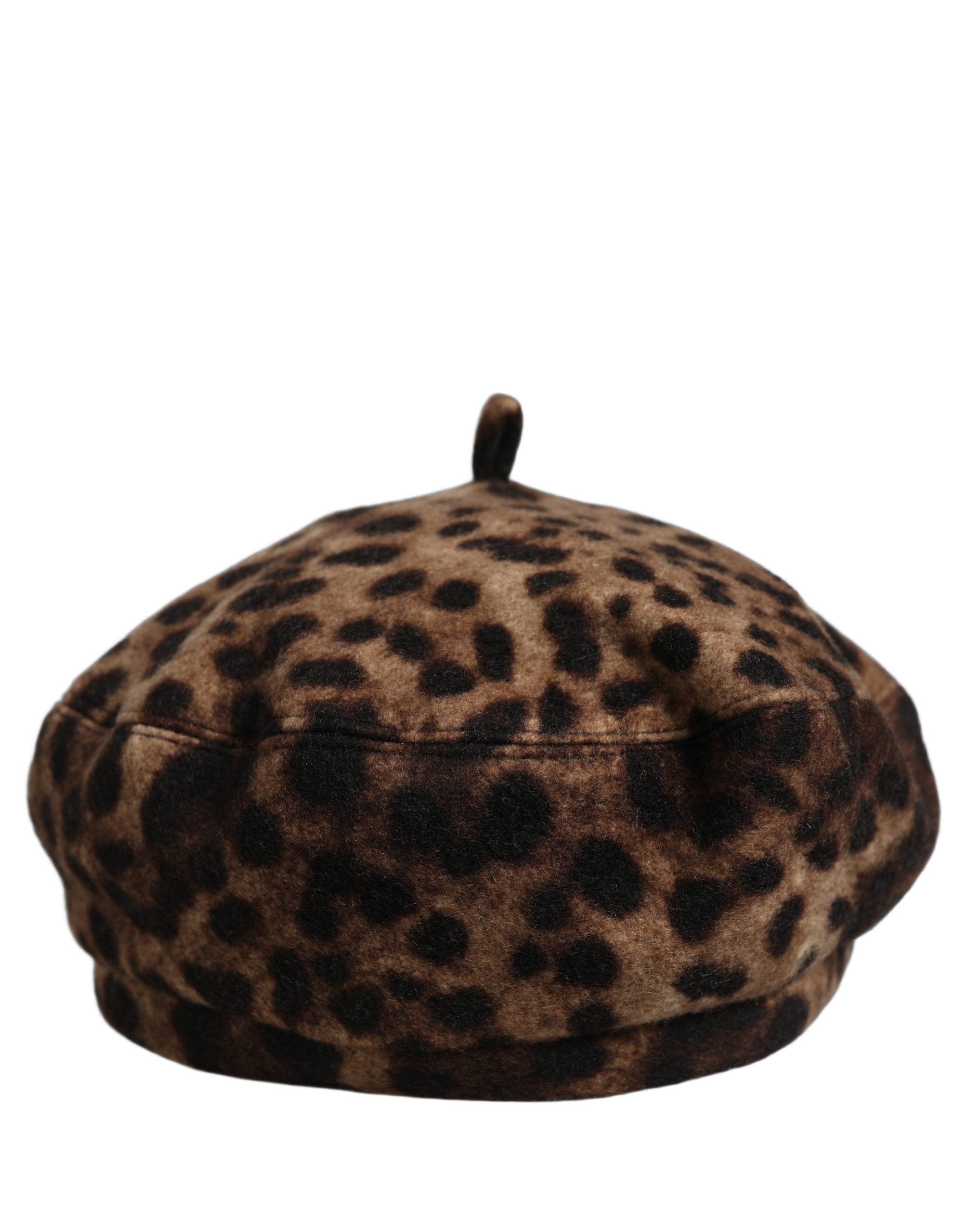 Dolce & Gabbana Brown Leopard French Style Beret Capello Hat