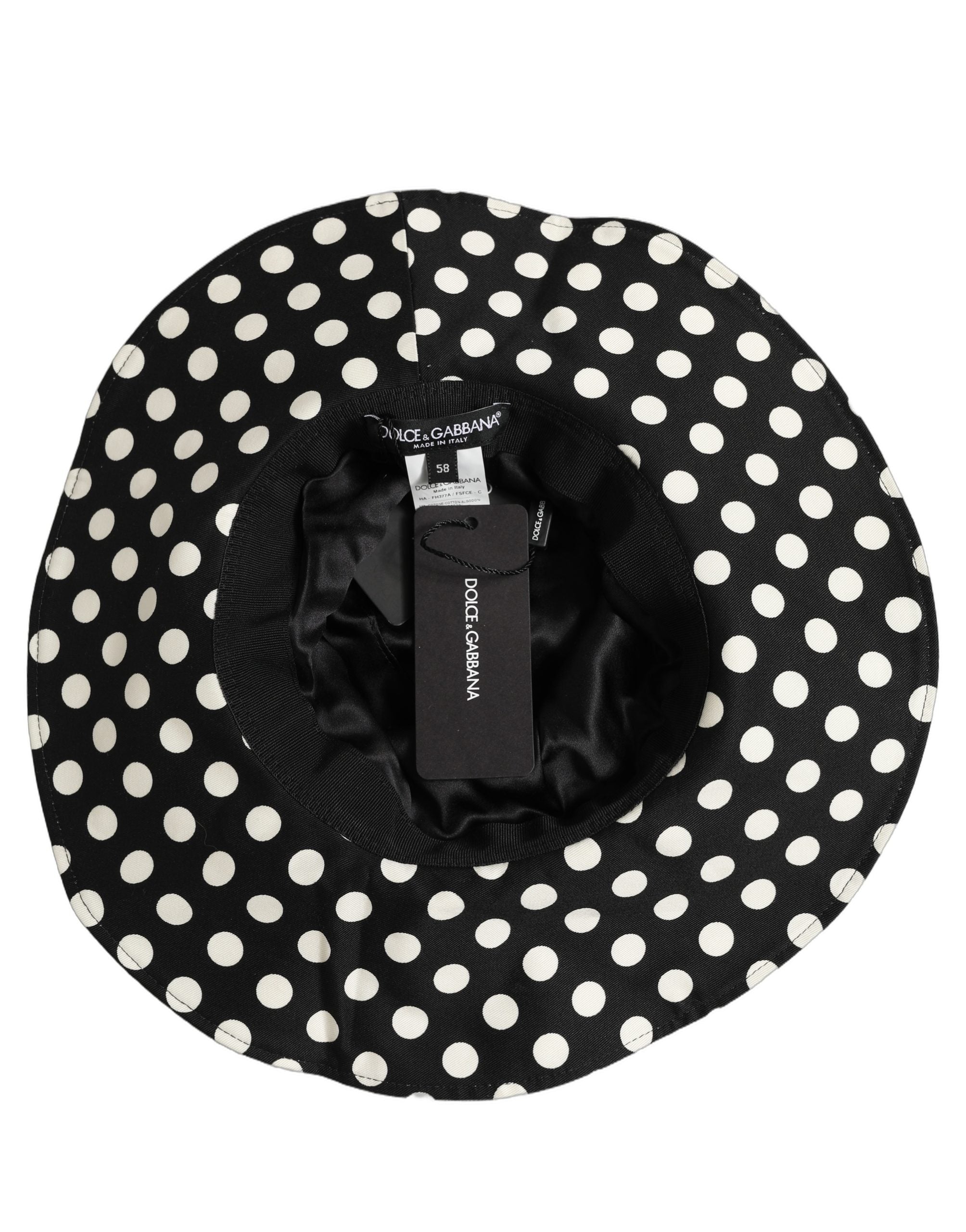 Dolce & Gabbana Black White Polka Dot Cotton Bucket Capello Hat
