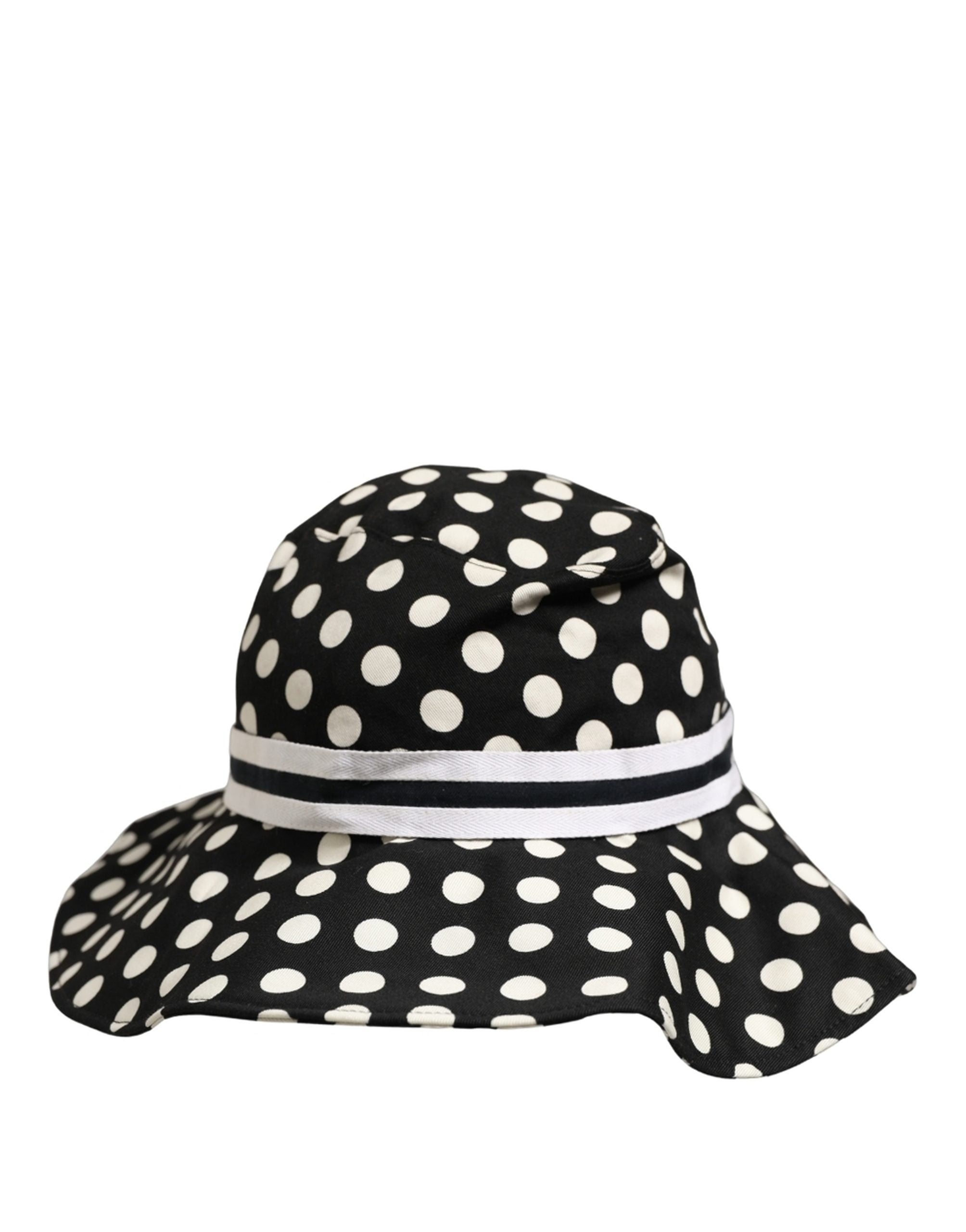 Dolce & Gabbana Black White Polka Dot Cotton Bucket Capello Hat
