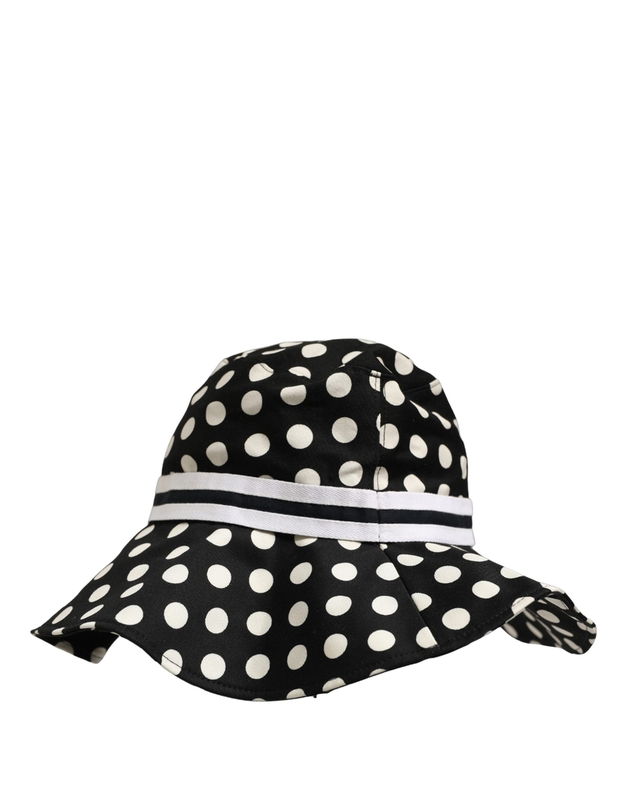 Dolce & Gabbana Black White Polka Dot Cotton Bucket Capello Hat