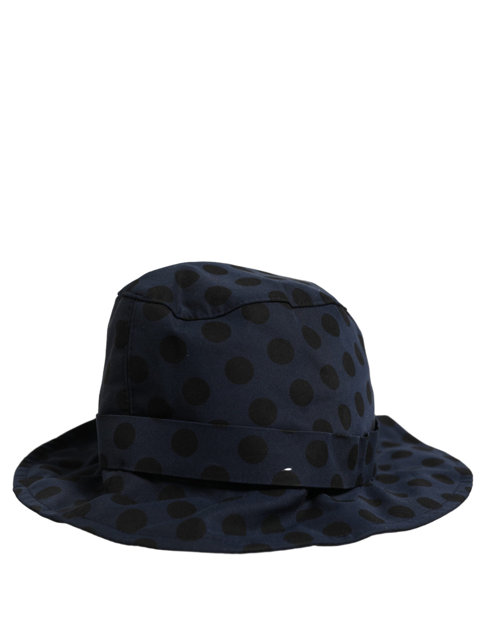 Dolce & Gabbana Blue Black Polka Dot Cotton Bucket Capello Hat