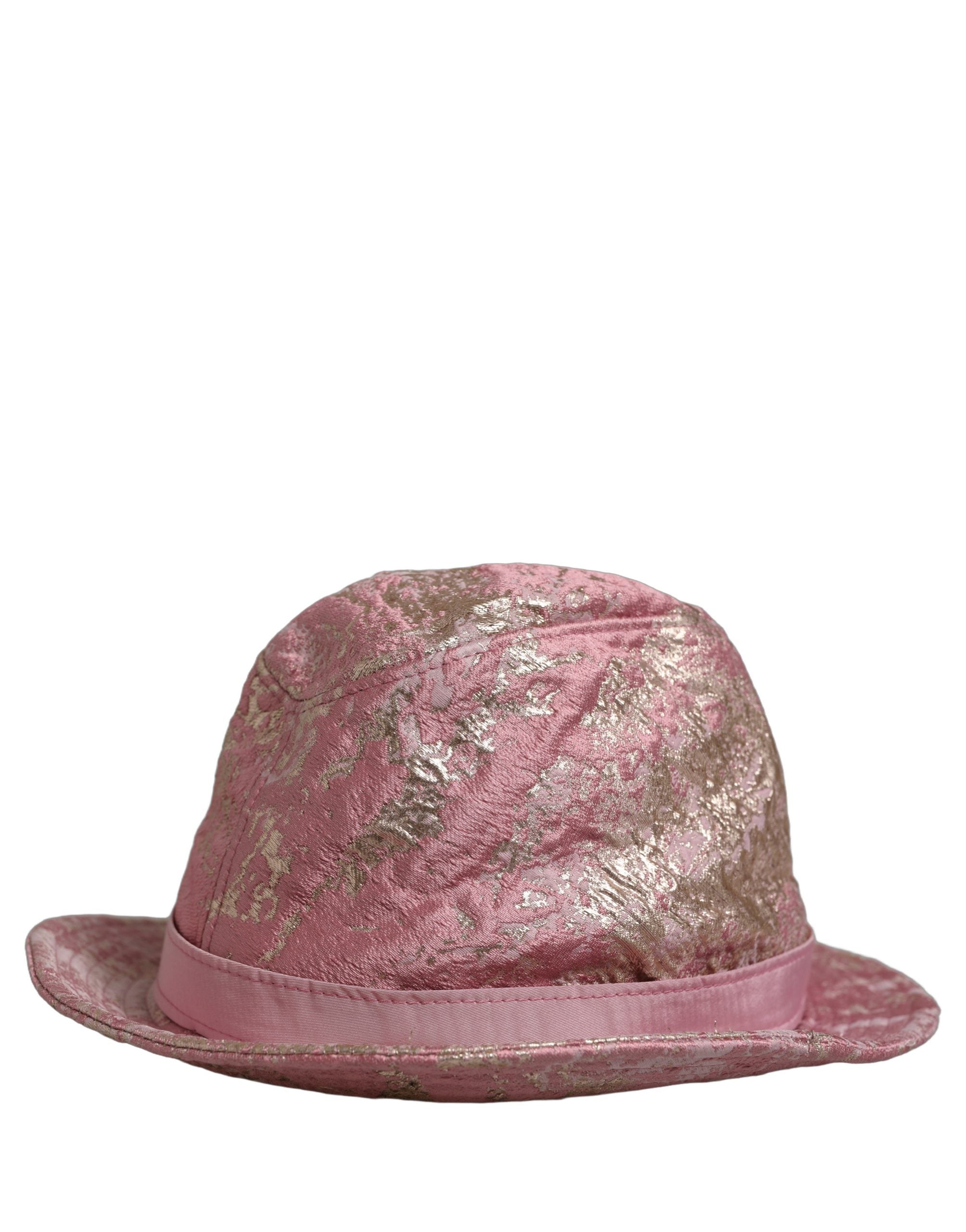 Dolce & Gabbana Pink Metallic Jacquard Pattern Bucket Capello Hat