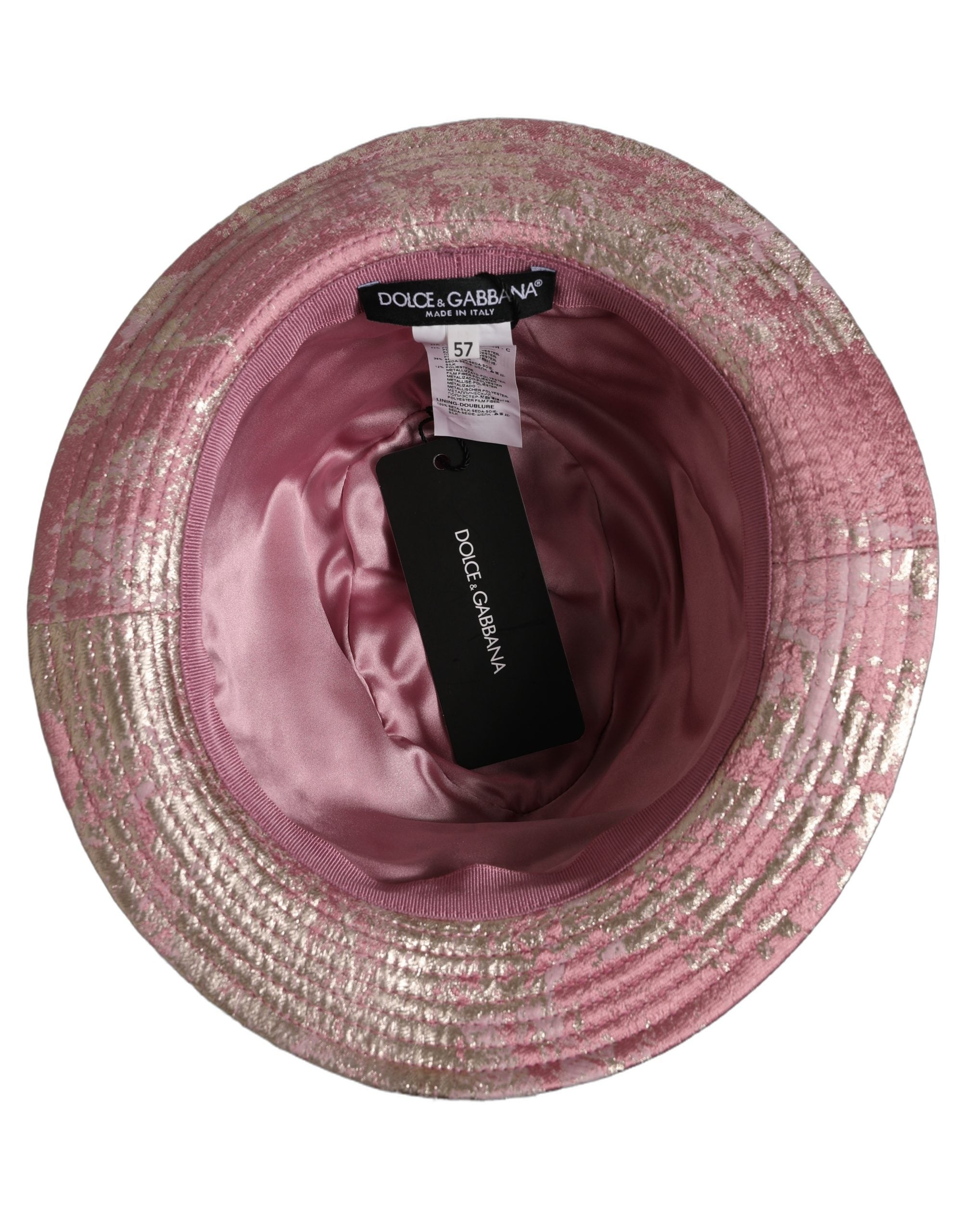 Dolce & Gabbana Pink Metallic Jacquard Pattern Bucket Capello Hat