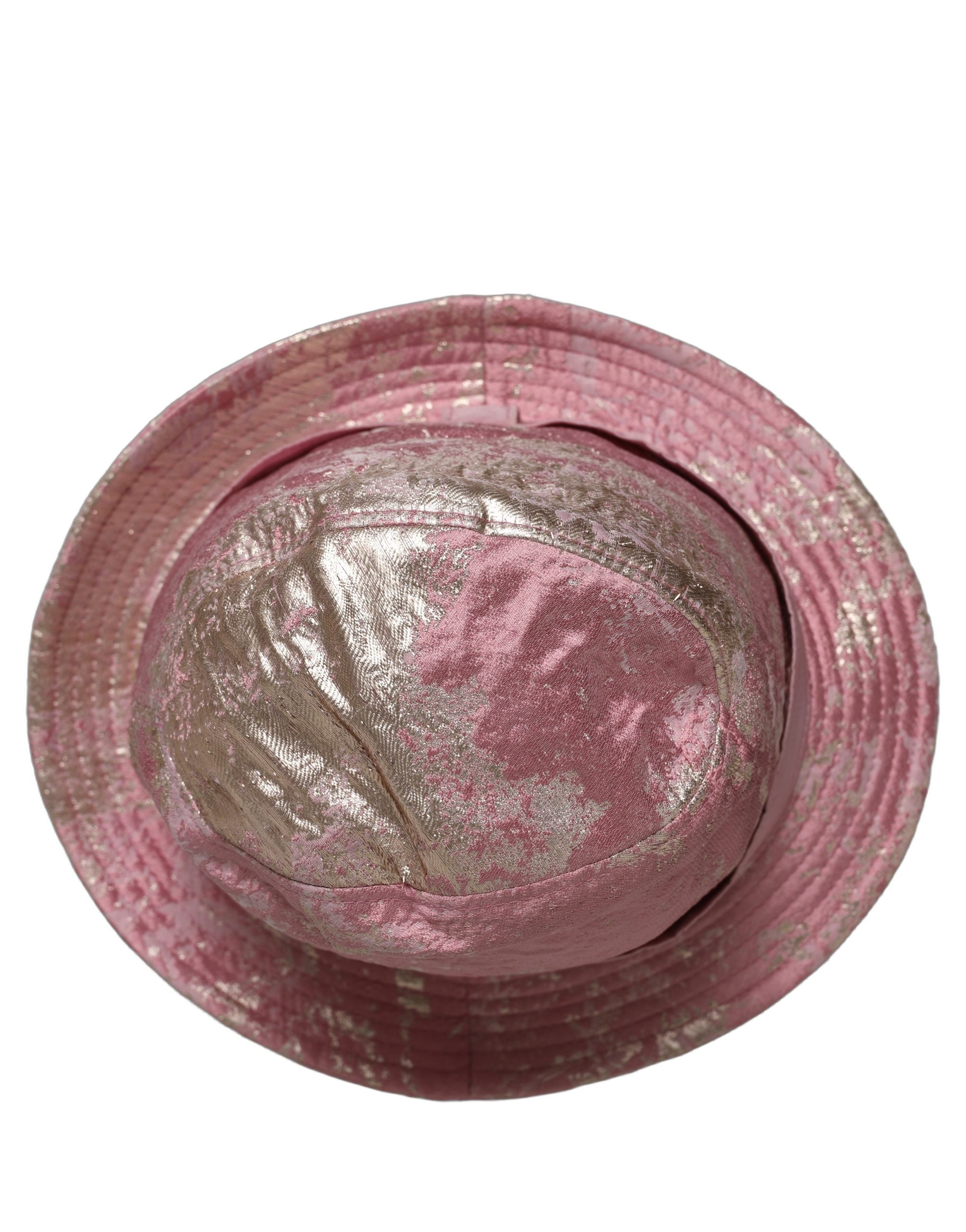 Dolce & Gabbana Pink Metallic Jacquard Pattern Bucket Capello Hat