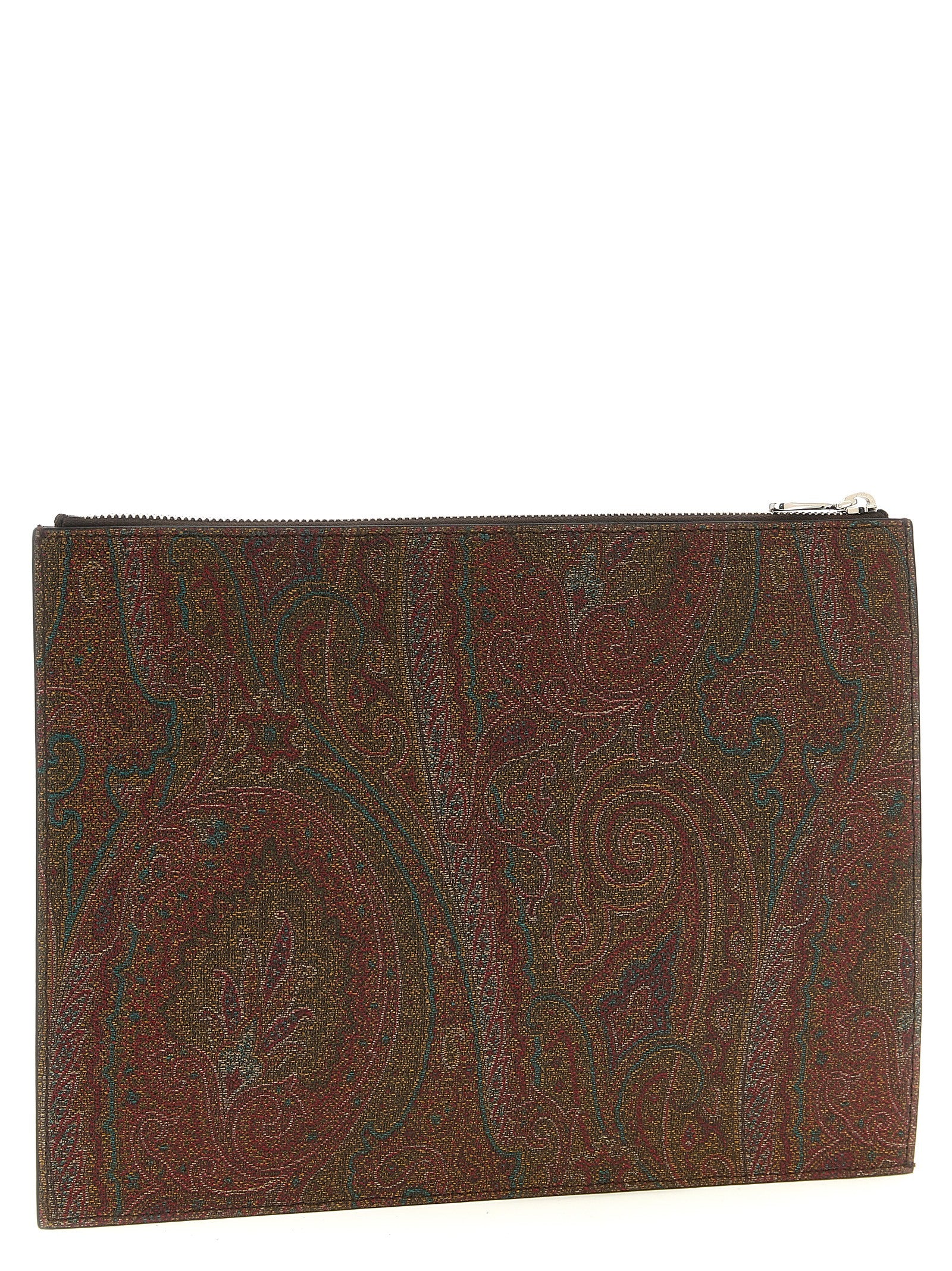 Etro Brown Cotton Clutch Bag