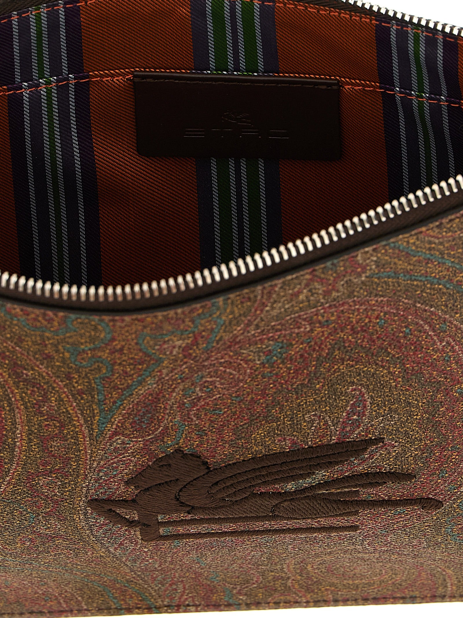 Etro Brown Cotton Clutch Bag