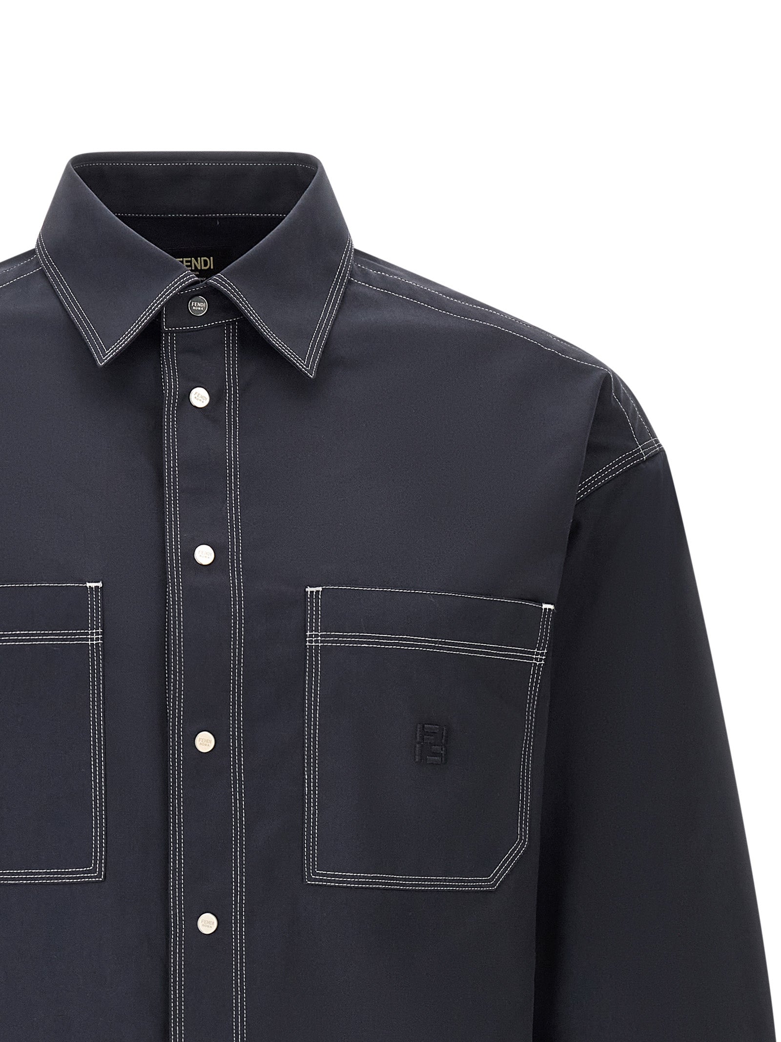 Fendi Blue Cotton Blouse