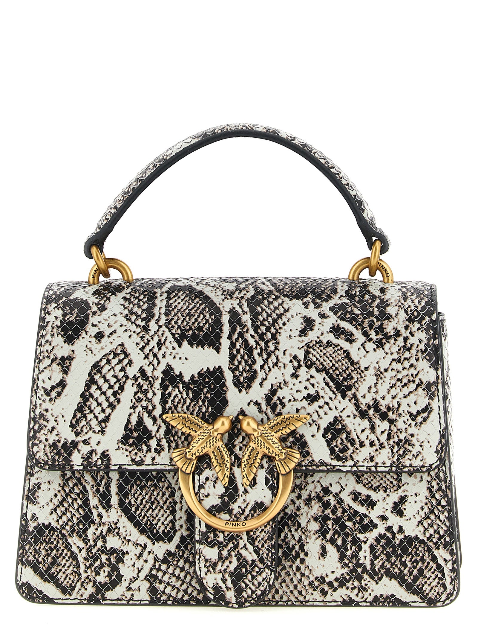 PINKO Gray Calfskin Handbag