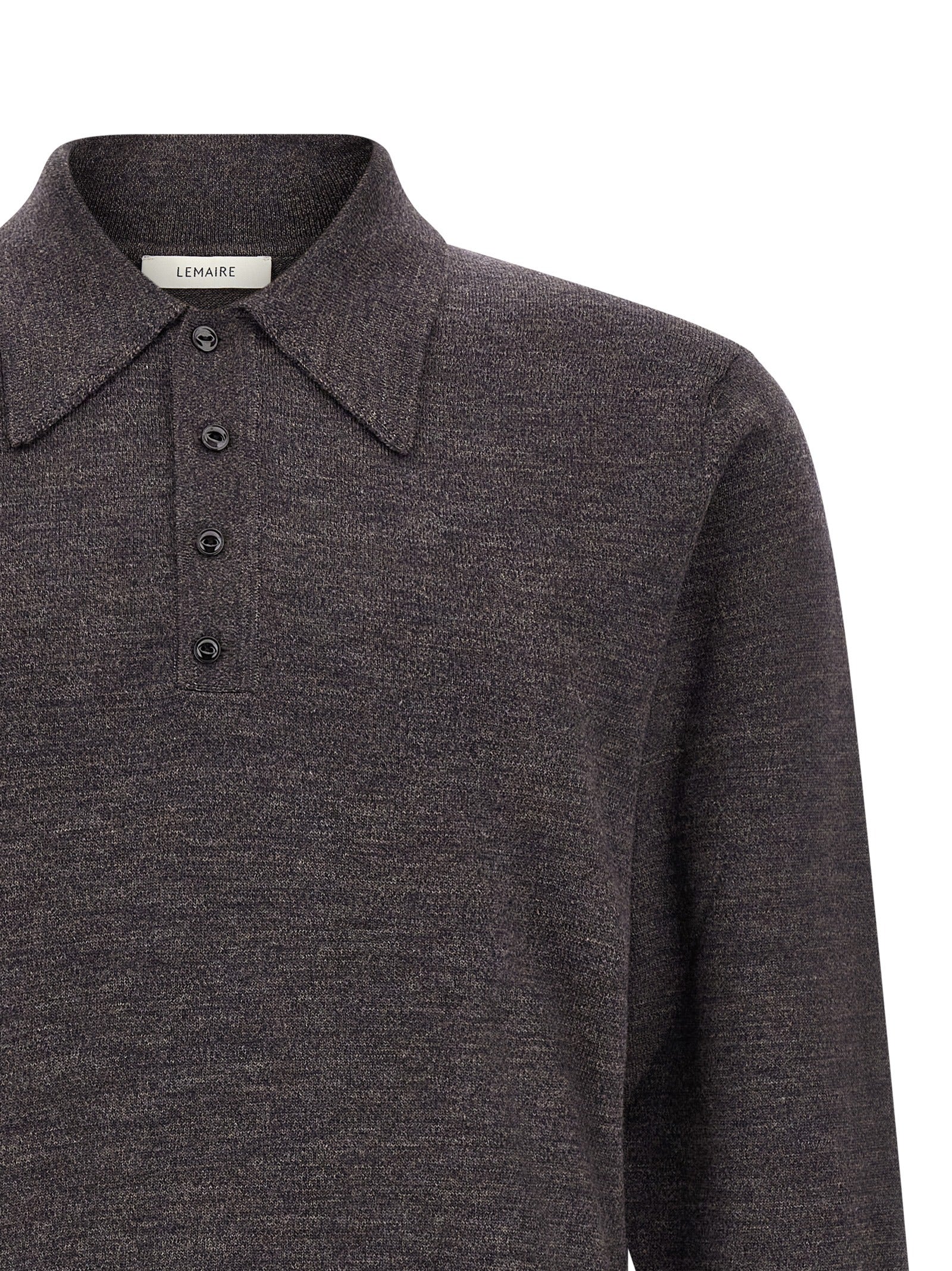 Lemaire Brown Wool Polo Shirt