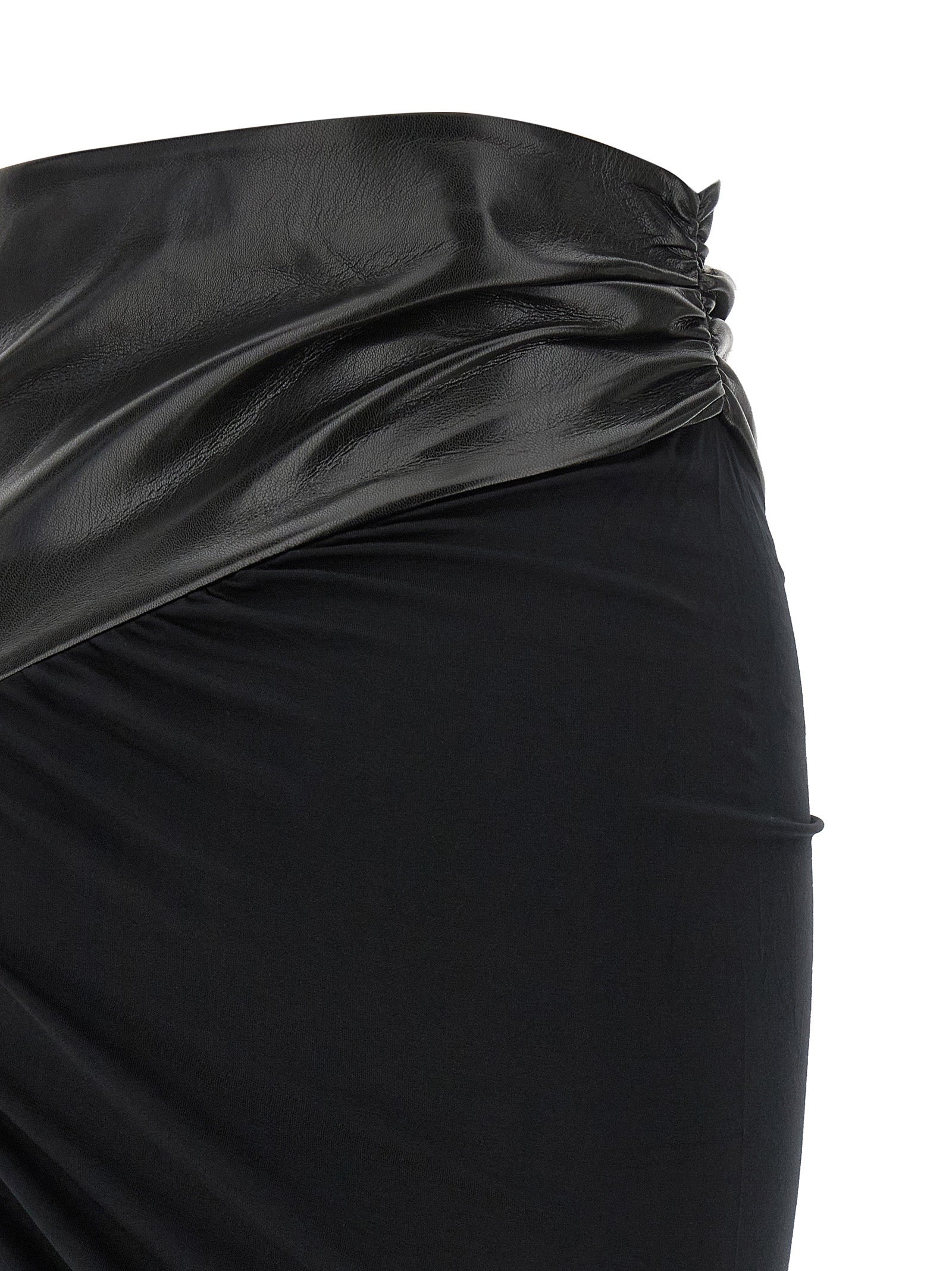 The Andamane Black Viscose Midi Skirt