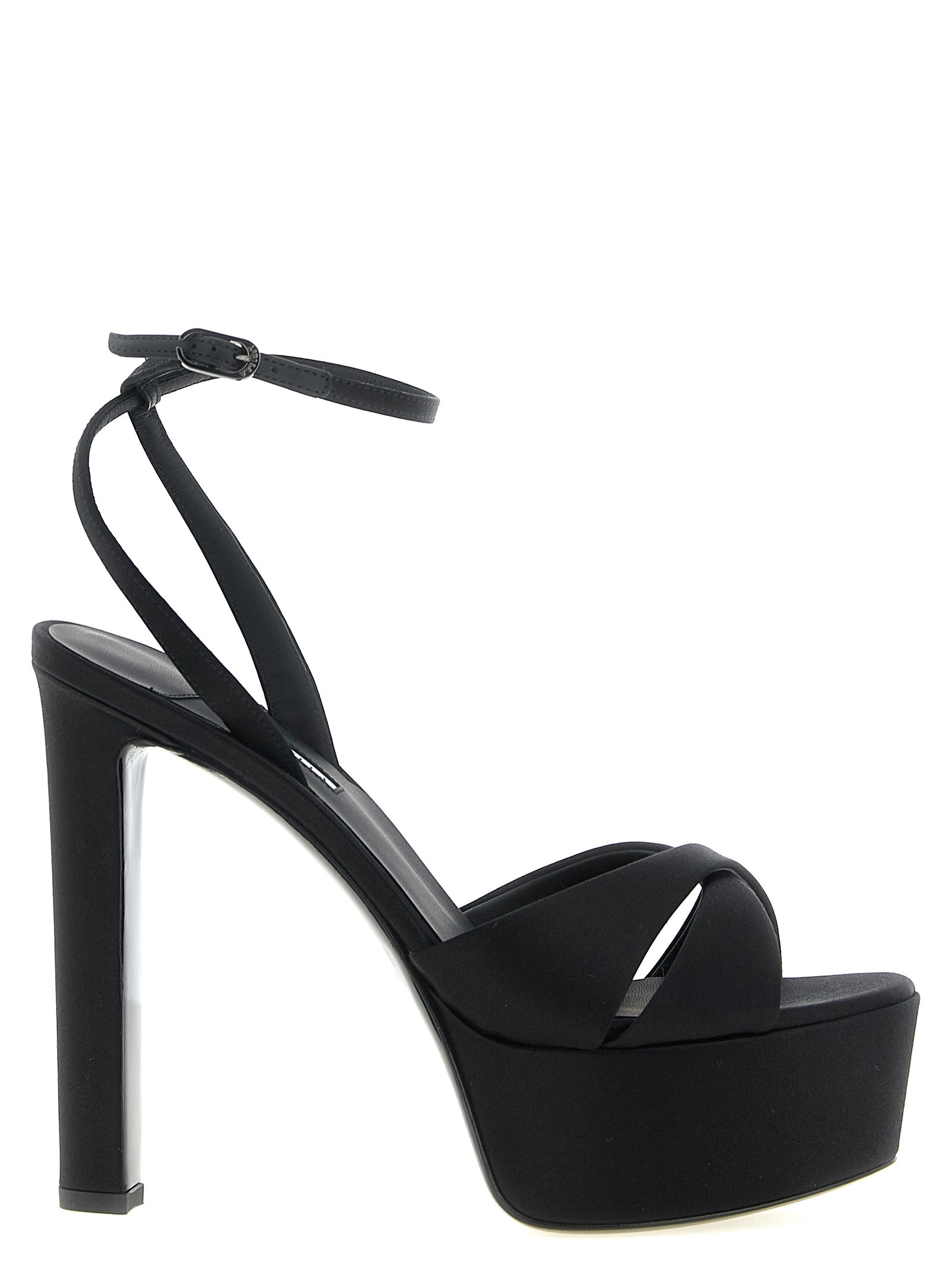 LE SILLA Black Viscose Stiletto Heel Sandals