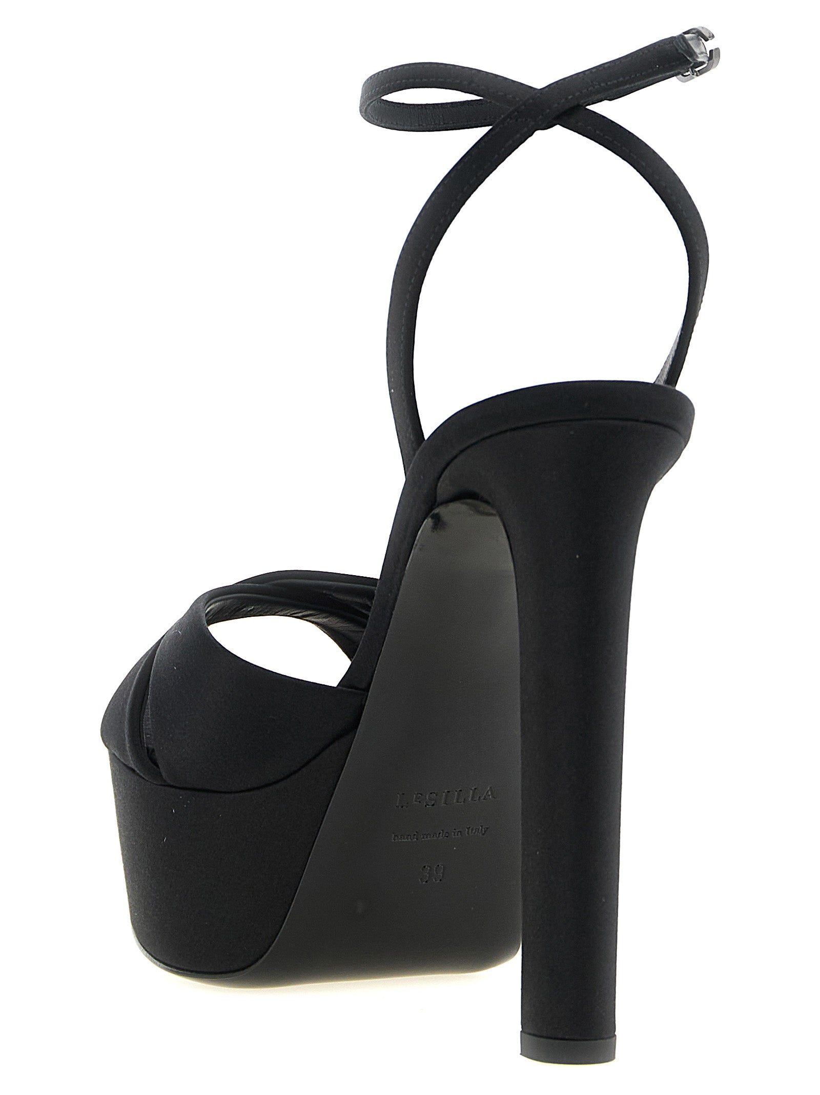 LE SILLA Black Viscose Stiletto Heel Sandals