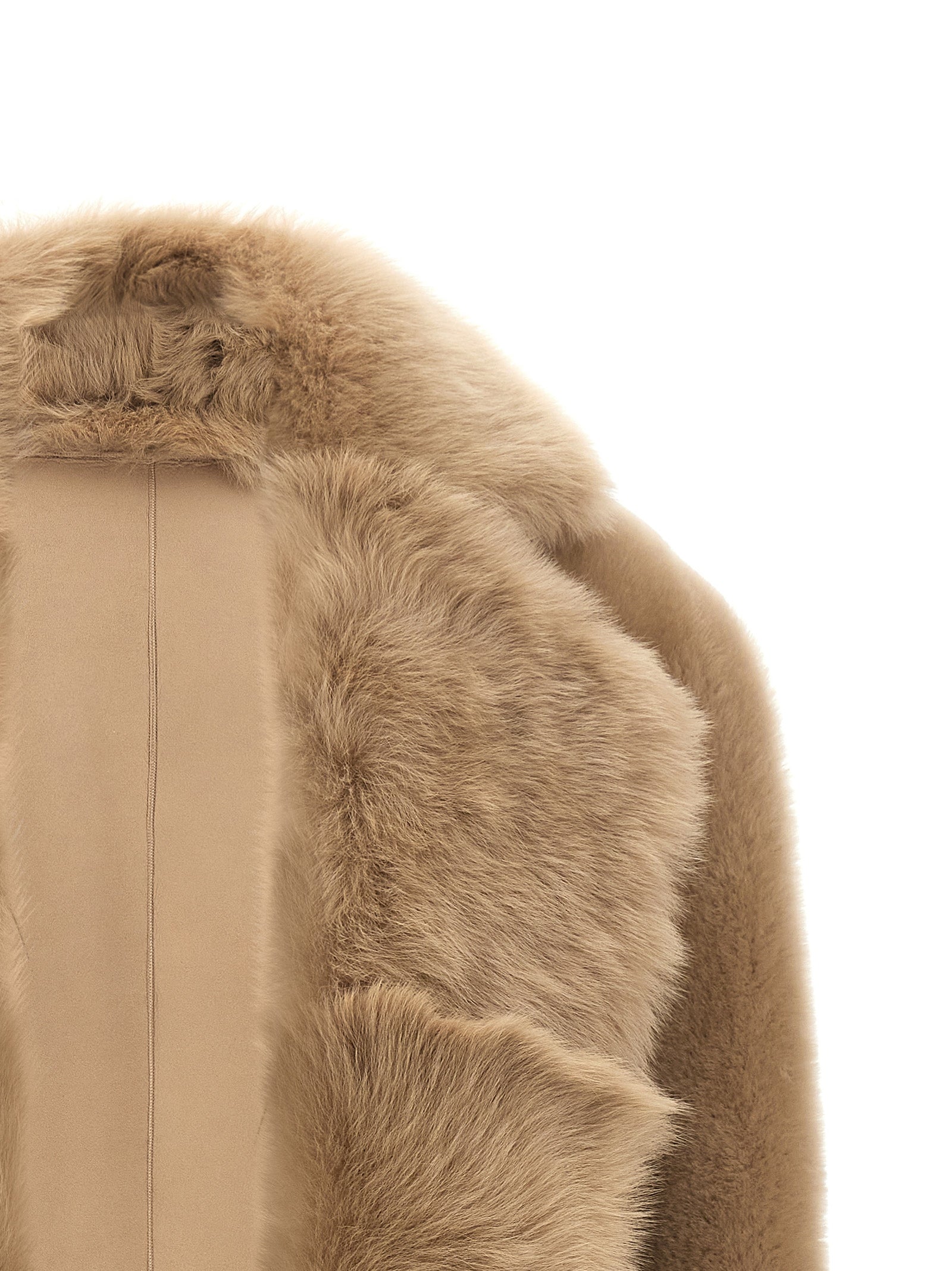 BLANCHA Beige Lamb Fur Sleeveless Jacket