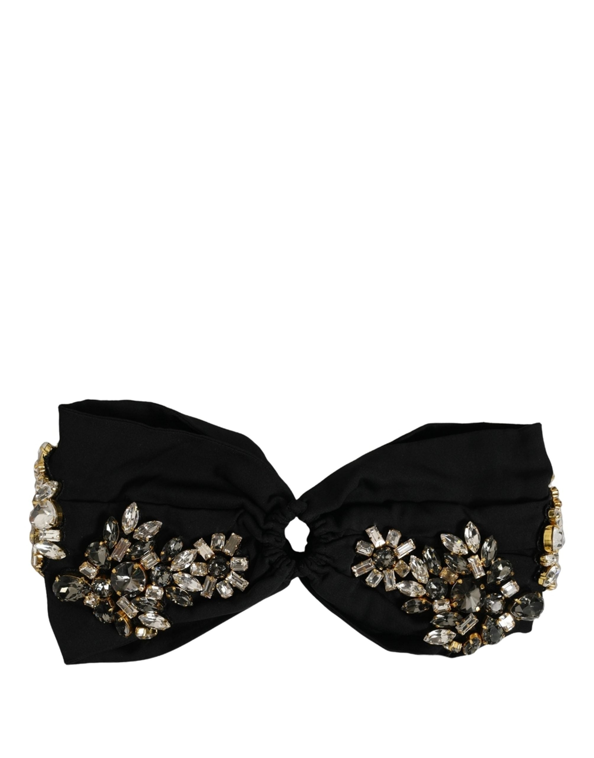 Dolce & Gabbana Black Silk Crystal Embellishment One Size Headband