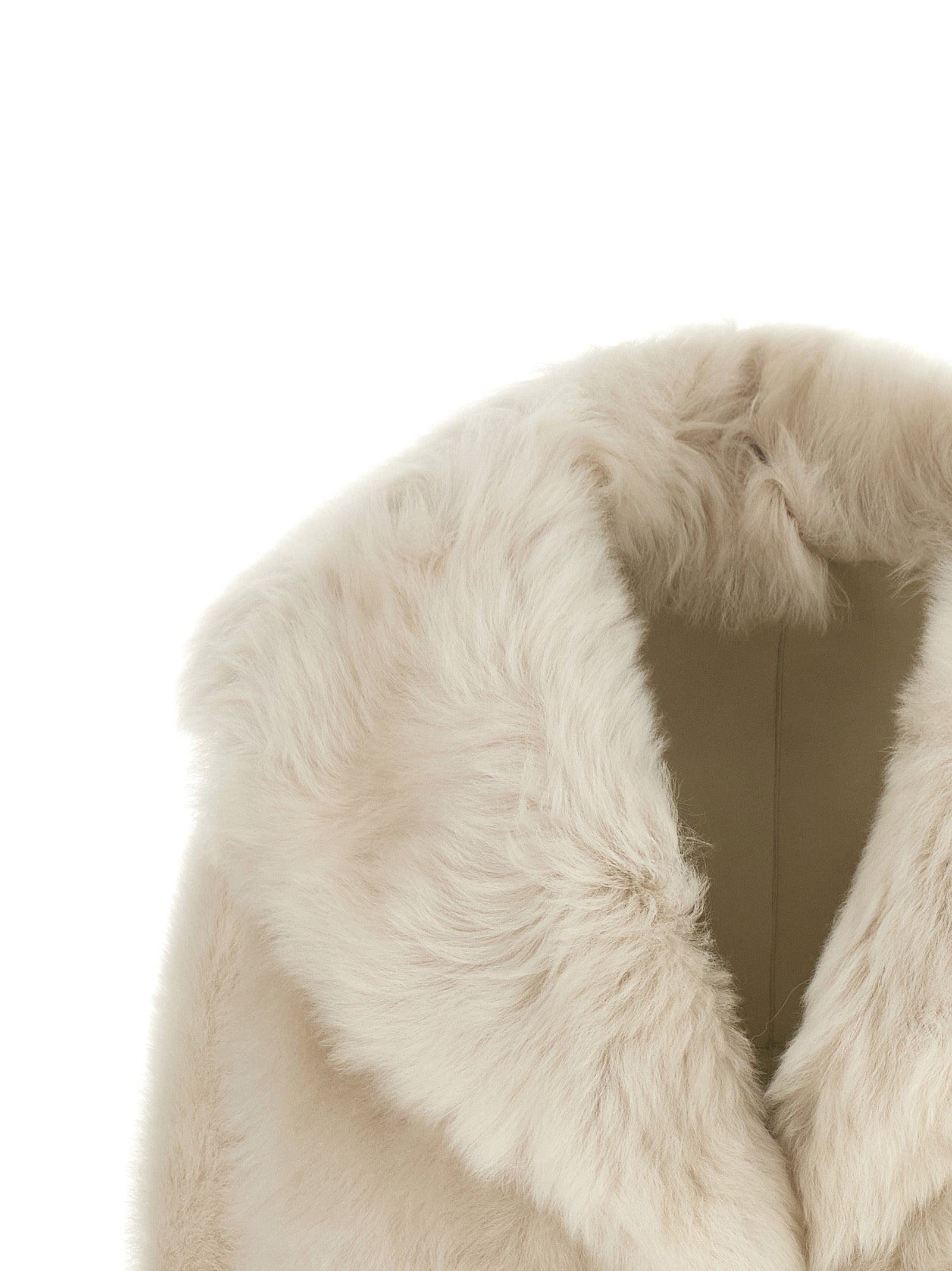 BLANCHA White Lamb Fur Full-Length Jacket