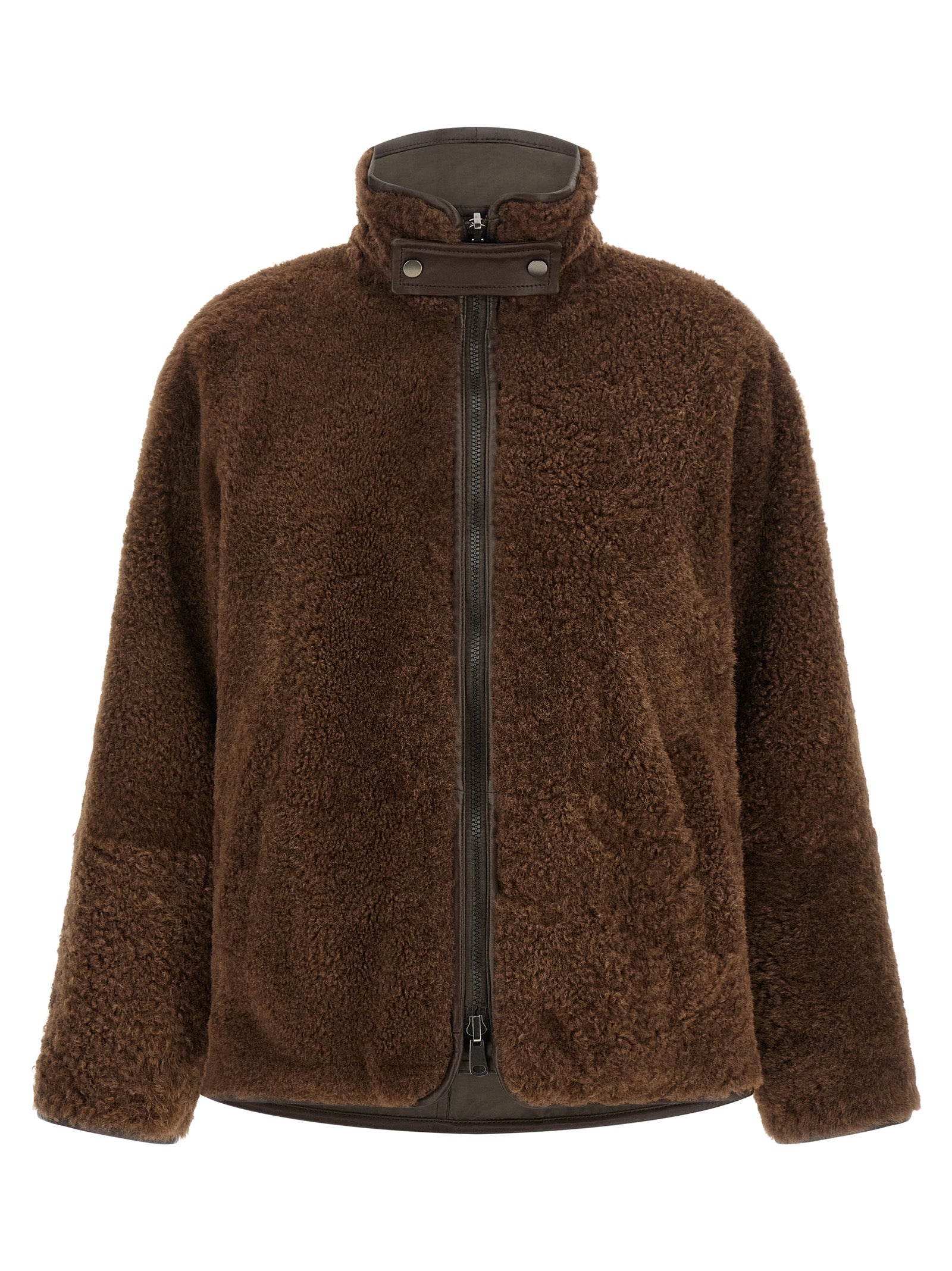 Brunello Cucinelli Brown Lamb Leather Biker Jacket