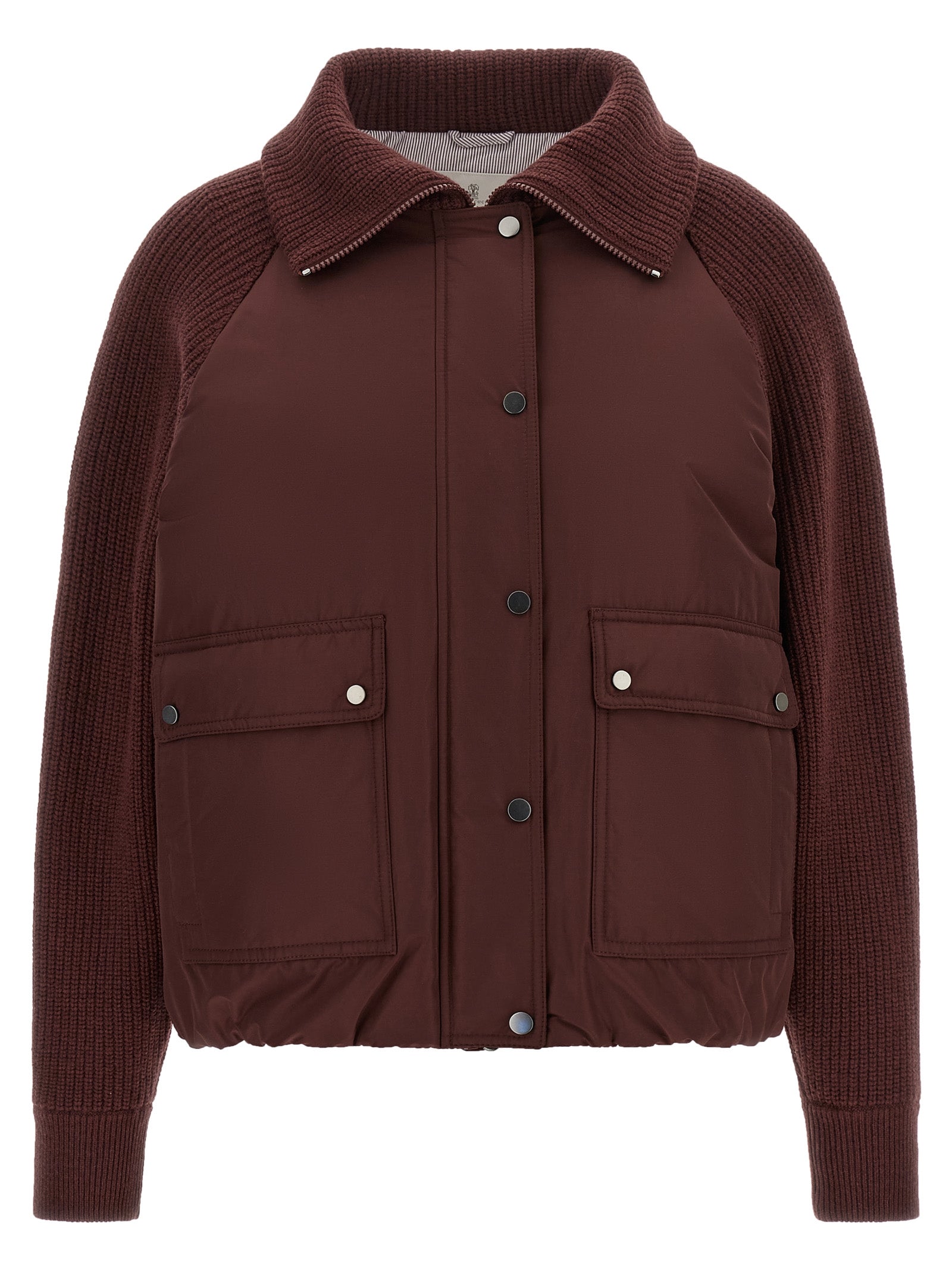 Brunello Cucinelli Bordeaux Cotton Bomber