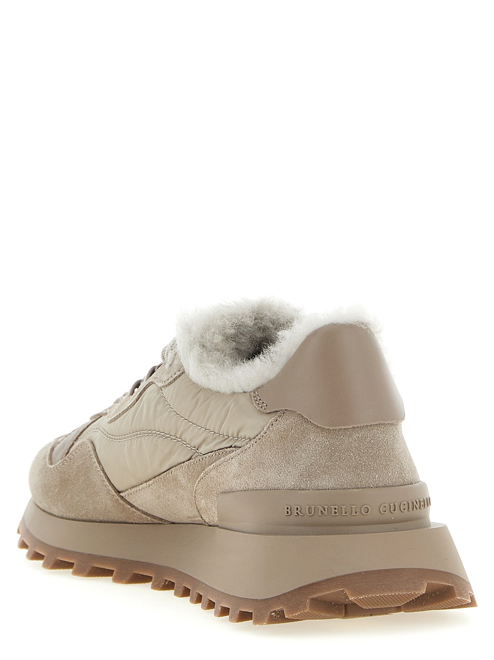 Brunello Cucinelli Beige Calfskin Athletic Sneakers