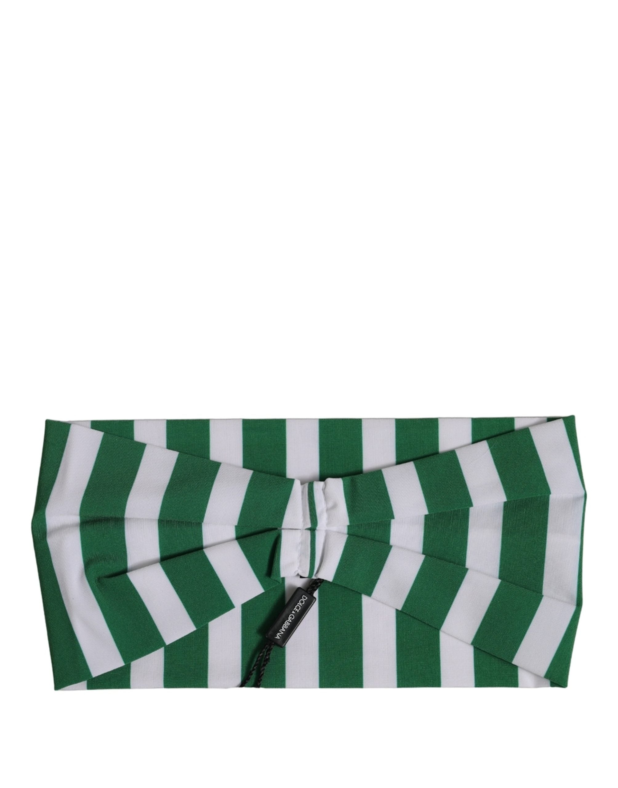 Dolce & Gabbana Green White Stripes Nylon Head Wrap One Size Headband