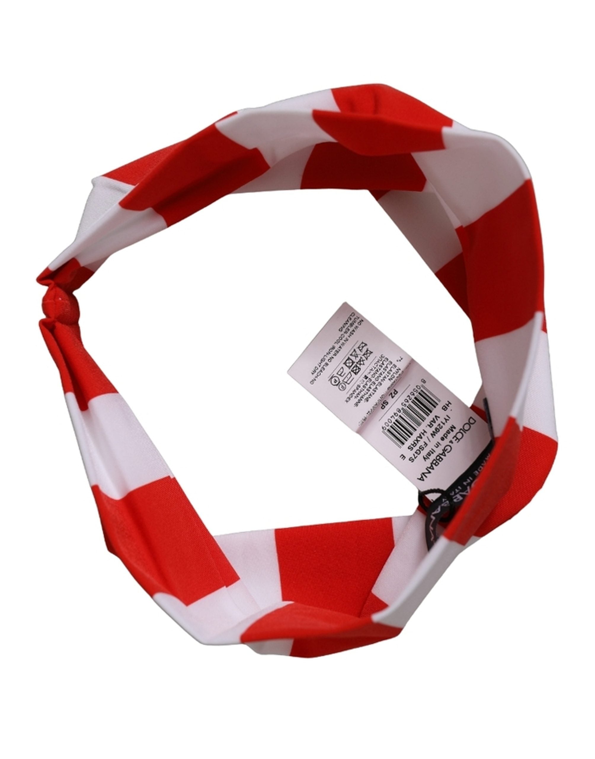 Dolce & Gabbana Red White Stripes Nylon Head Wrap One Size Headband