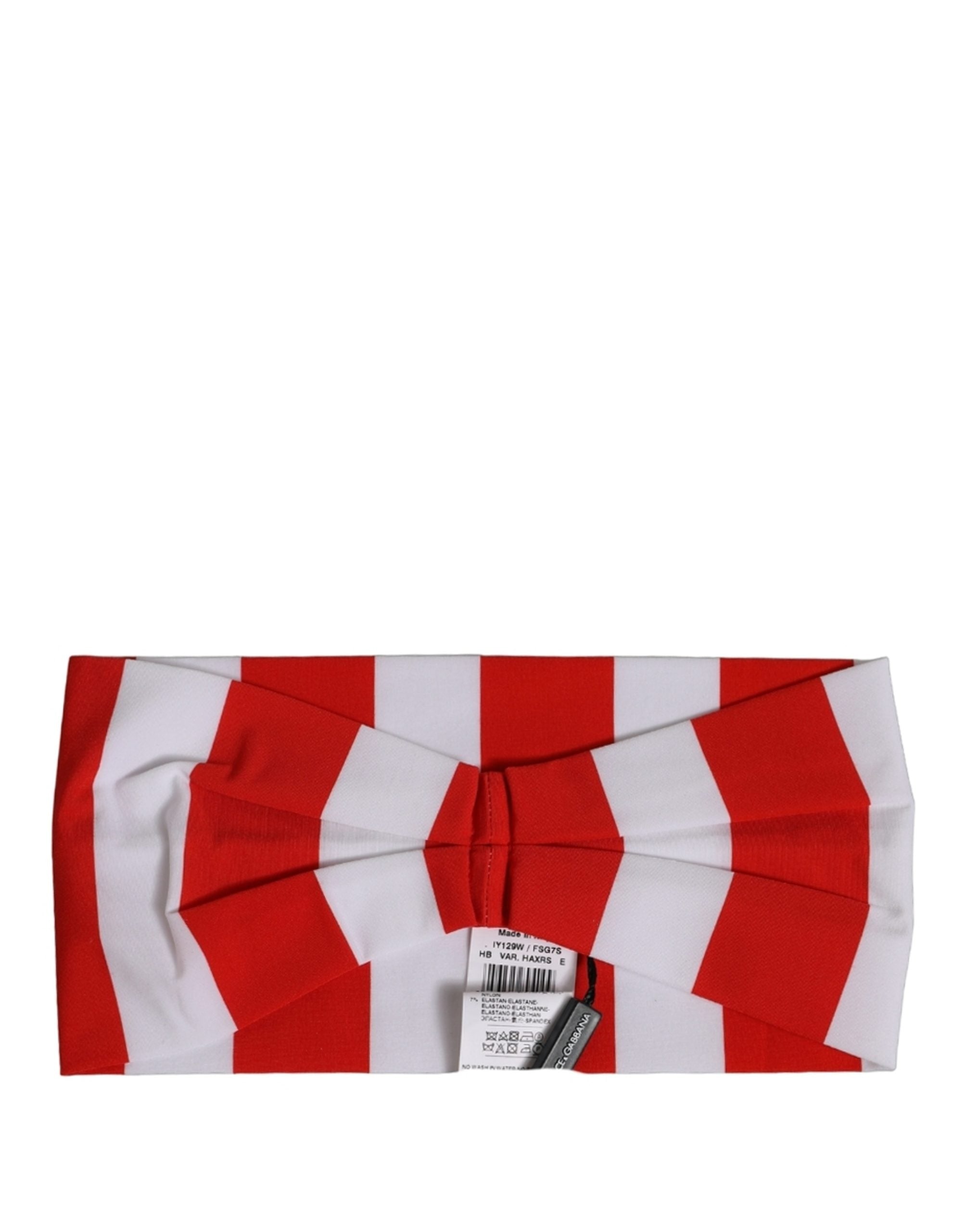 Dolce & Gabbana Red White Stripes Nylon Head Wrap One Size Headband