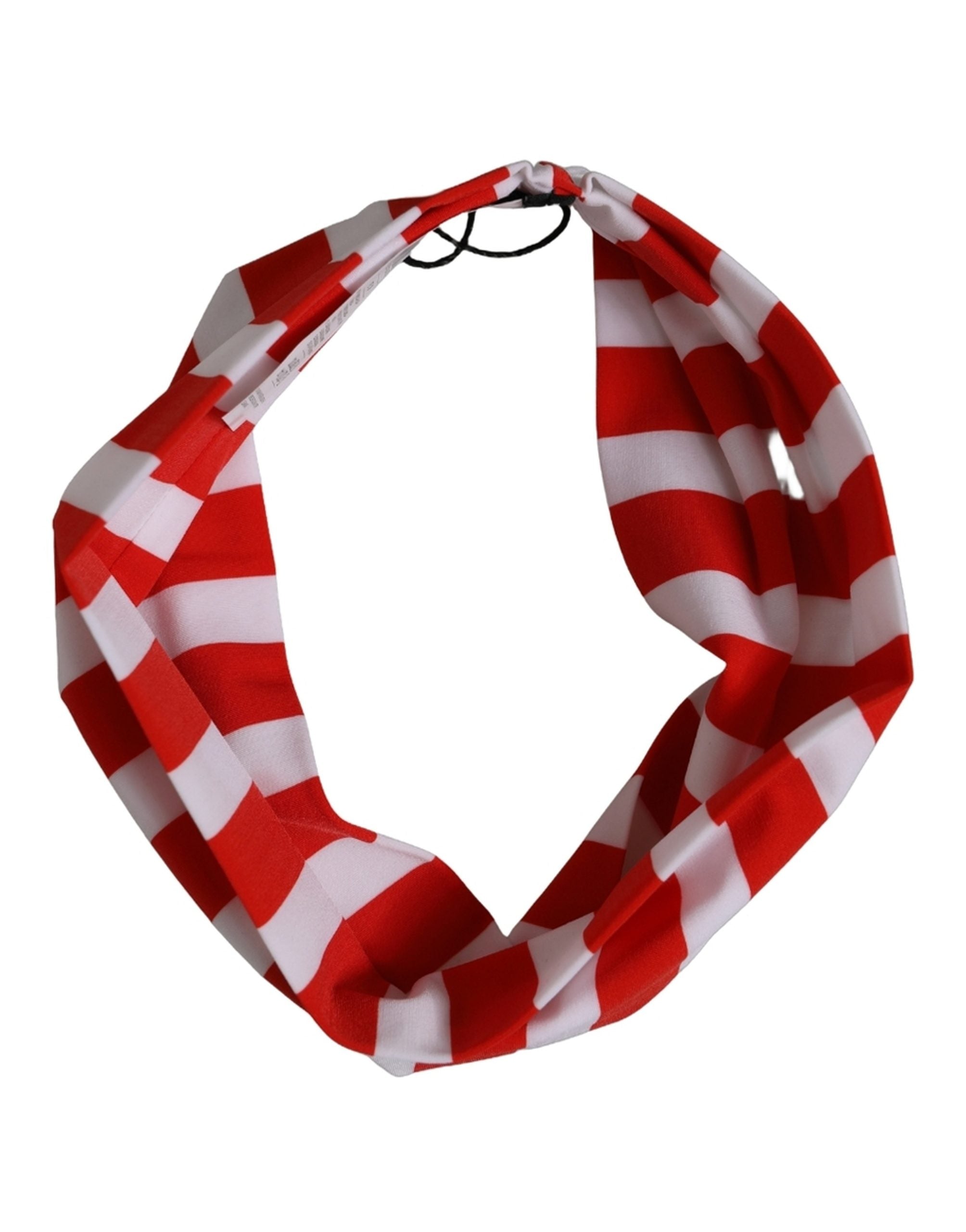 Dolce & Gabbana Red White Stripes Nylon Head Wrap One Size Headband