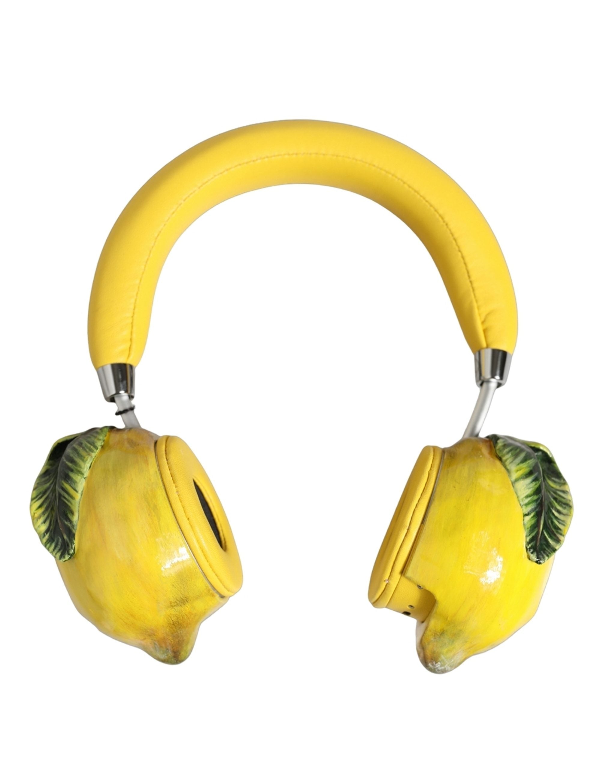 Dolce & Gabbana Yellow Vibrant Lemon Leather Headset Headphones