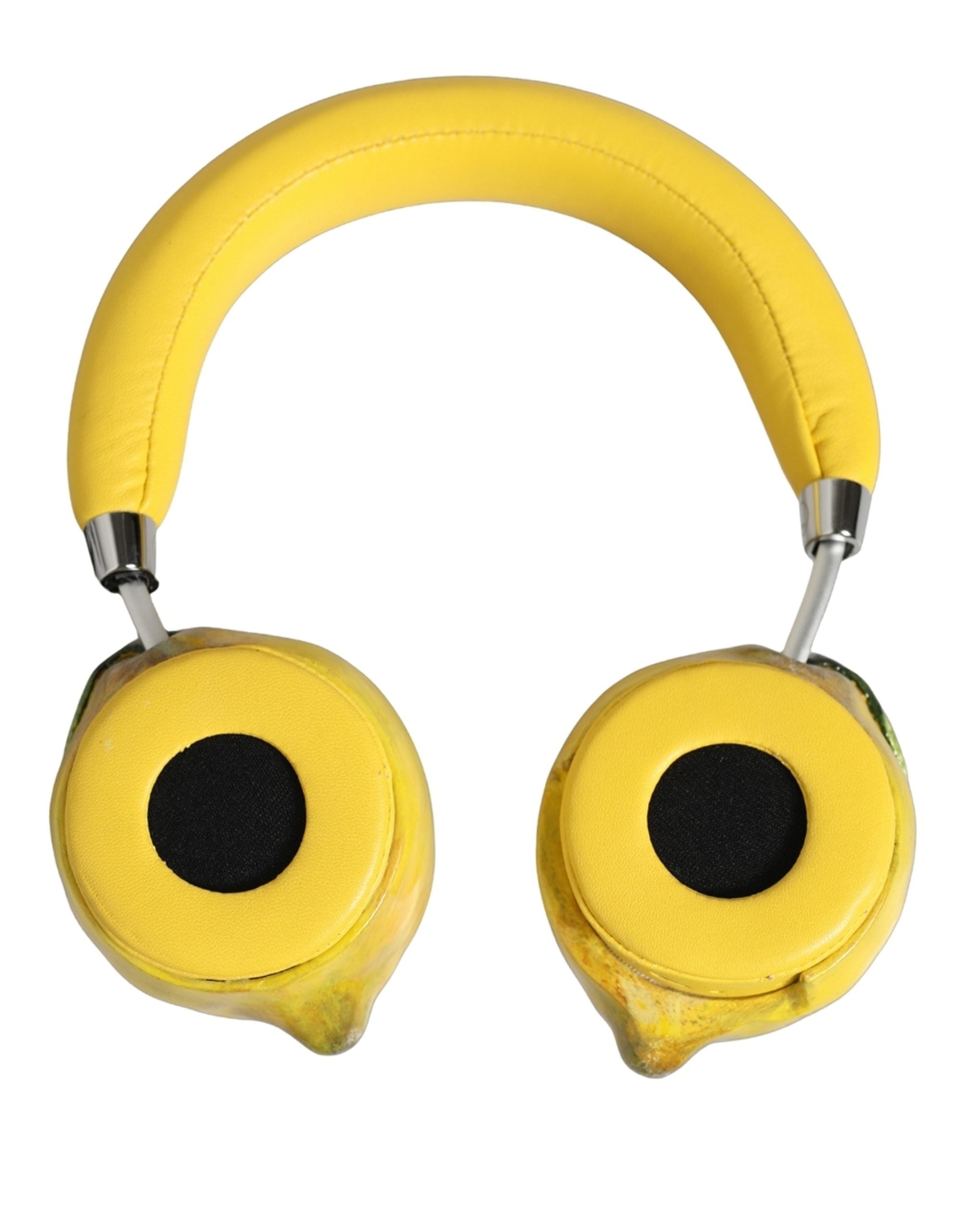 Dolce & Gabbana Yellow Vibrant Lemon Leather Headset Headphones
