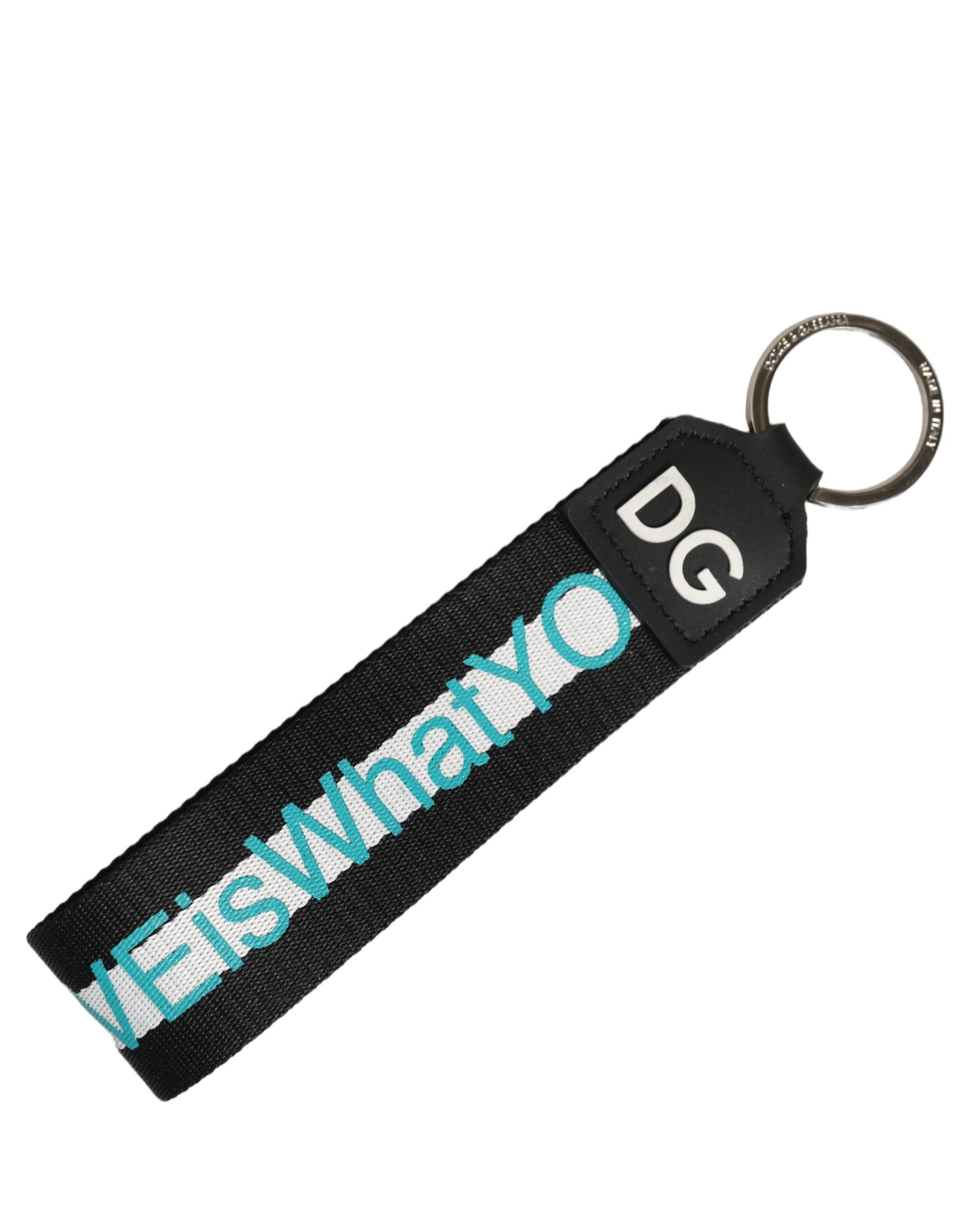 Dolce & Gabbana Multicolor Logo Polyester Brass Holder Keychain Keyring