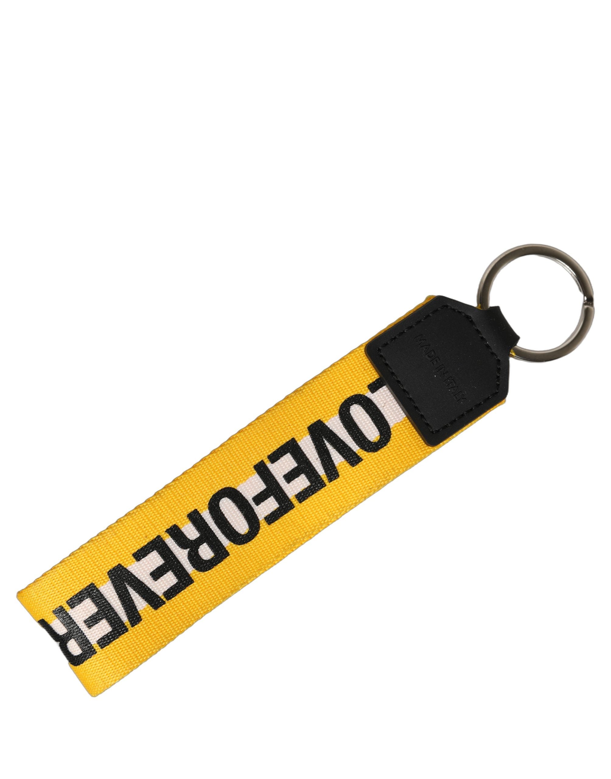 Dolce & Gabbana Multicolor Logo Polyester Brass Holder Keychain Keyring