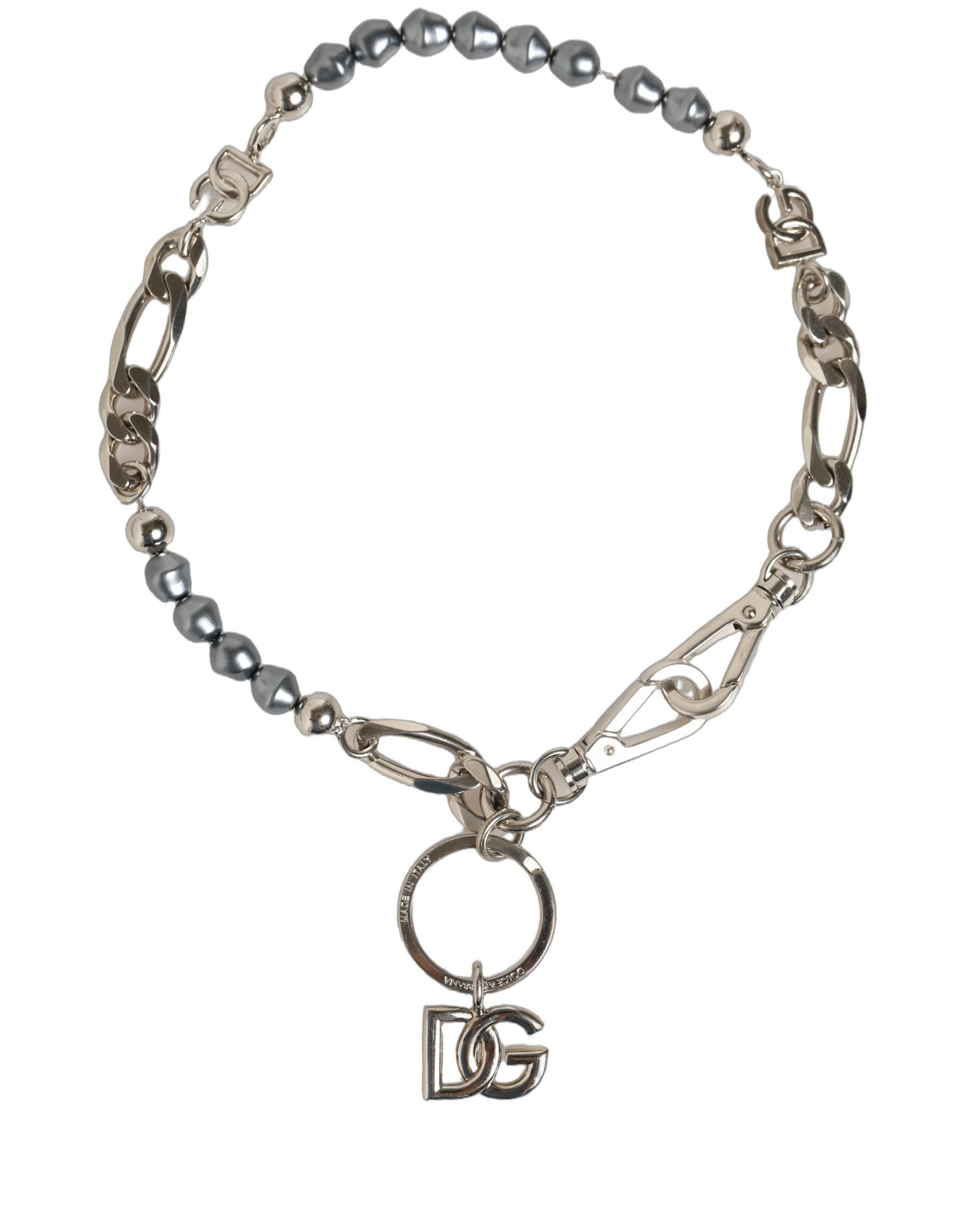 Dolce & Gabbana Silver Tone Chain Signature DG Logo Pendant Necklace
