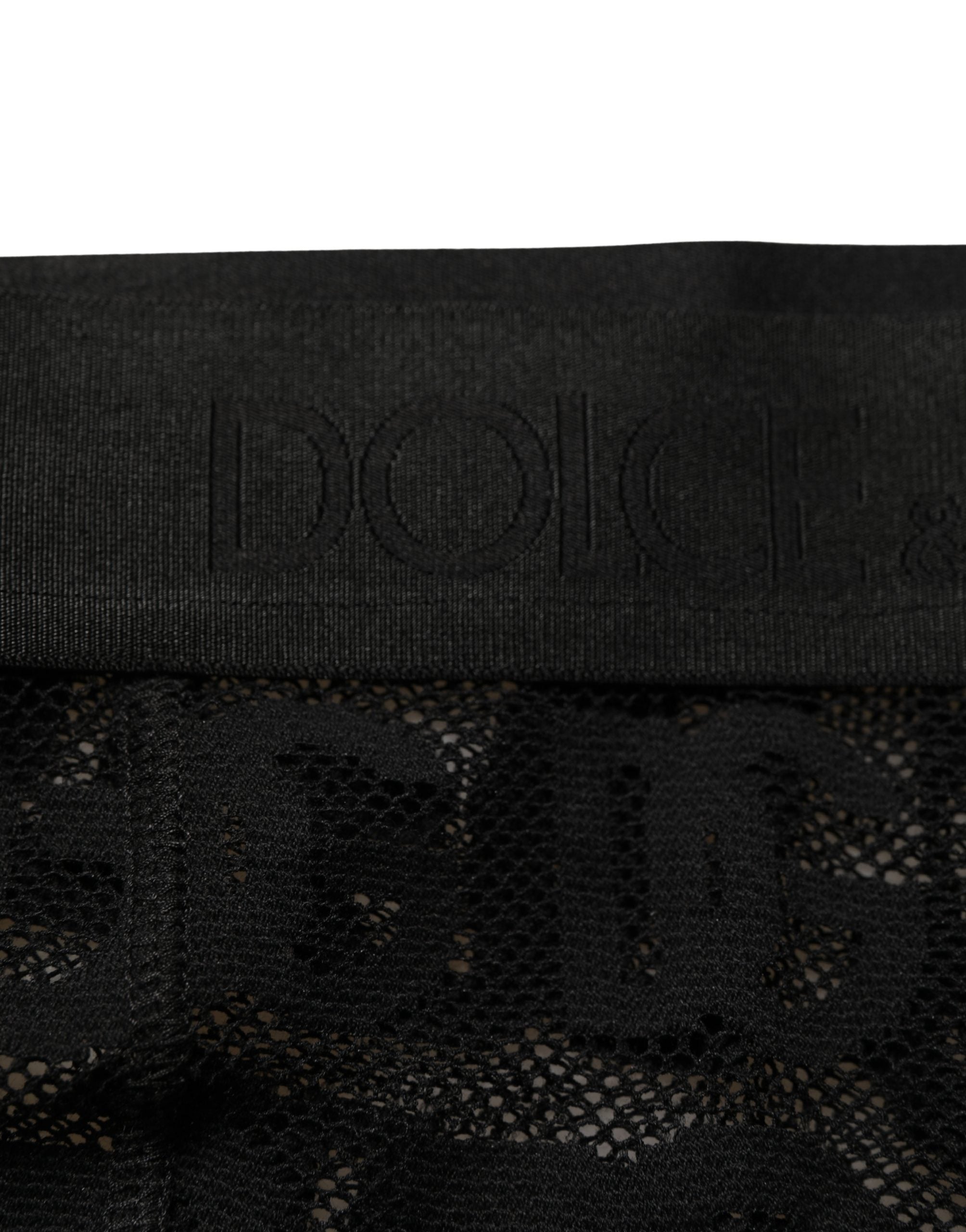 Dolce & Gabbana Black All Over Logo Print Sheer Pantyhose Underwear