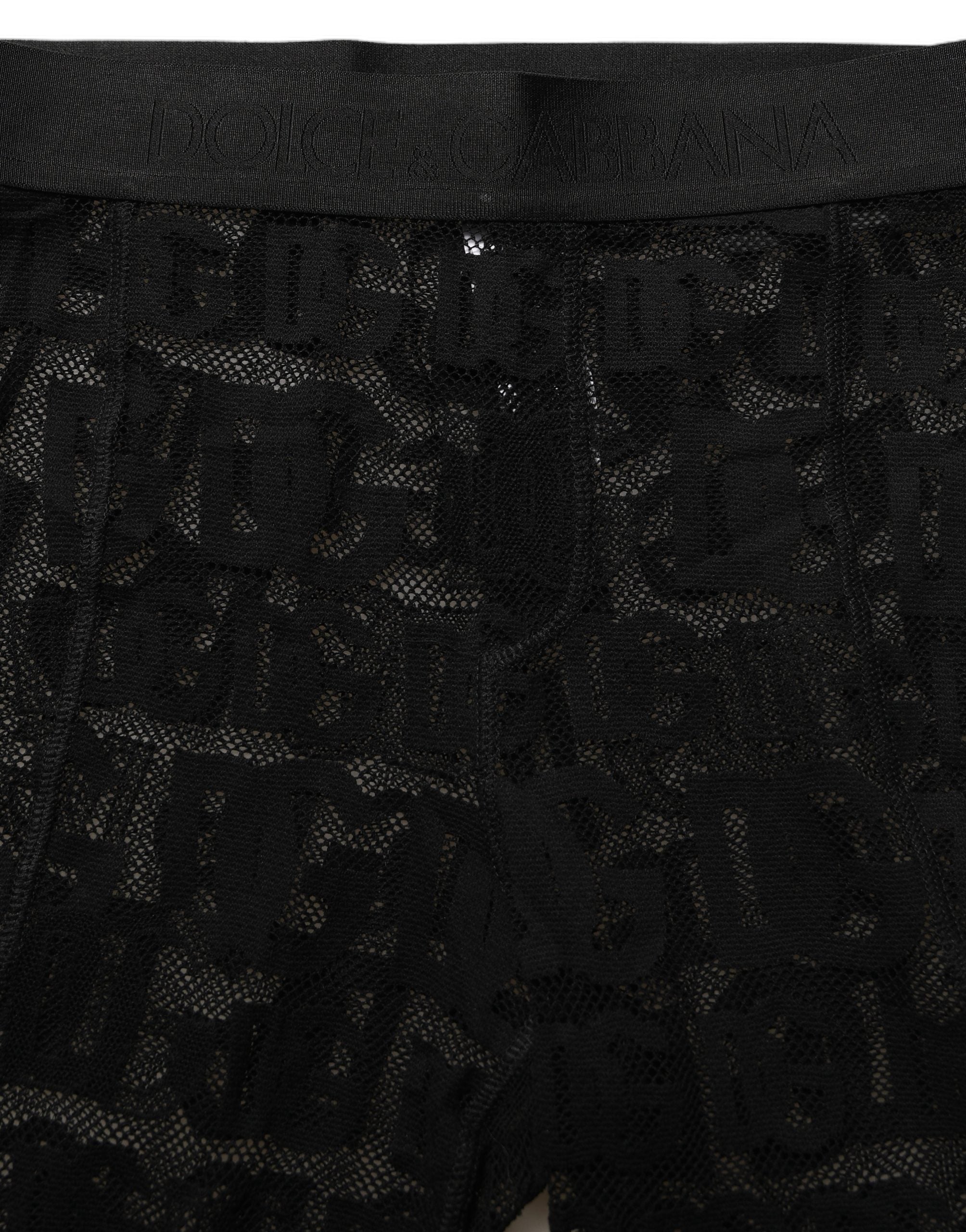Dolce & Gabbana Black All Over Logo Print Sheer Pantyhose Underwear