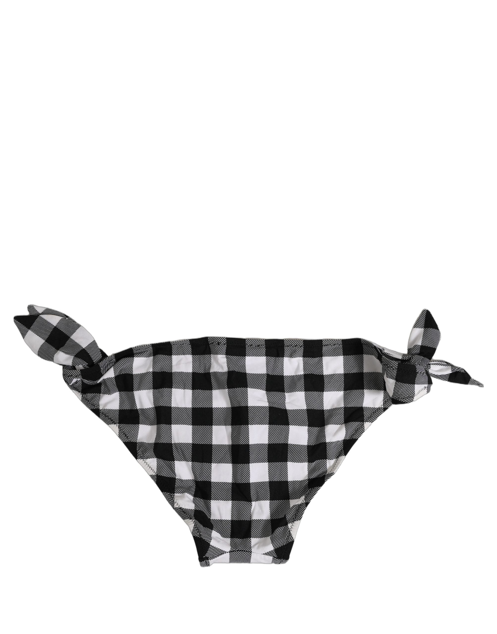 Dolce & Gabbana Black White Checkered Beachwear Bikini Bottom