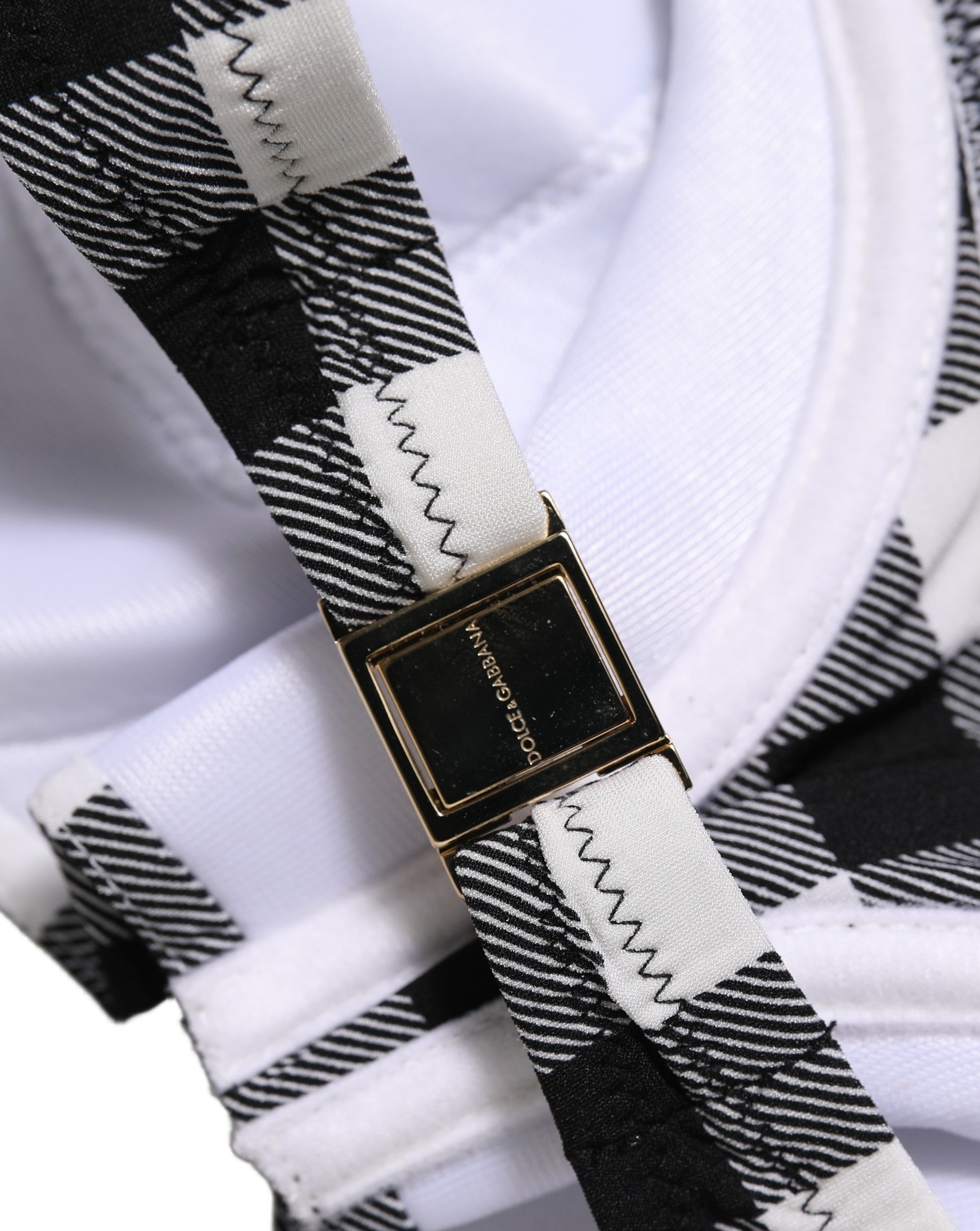 Dolce & Gabbana Black White Gingham Check Beachwear Bikini Top