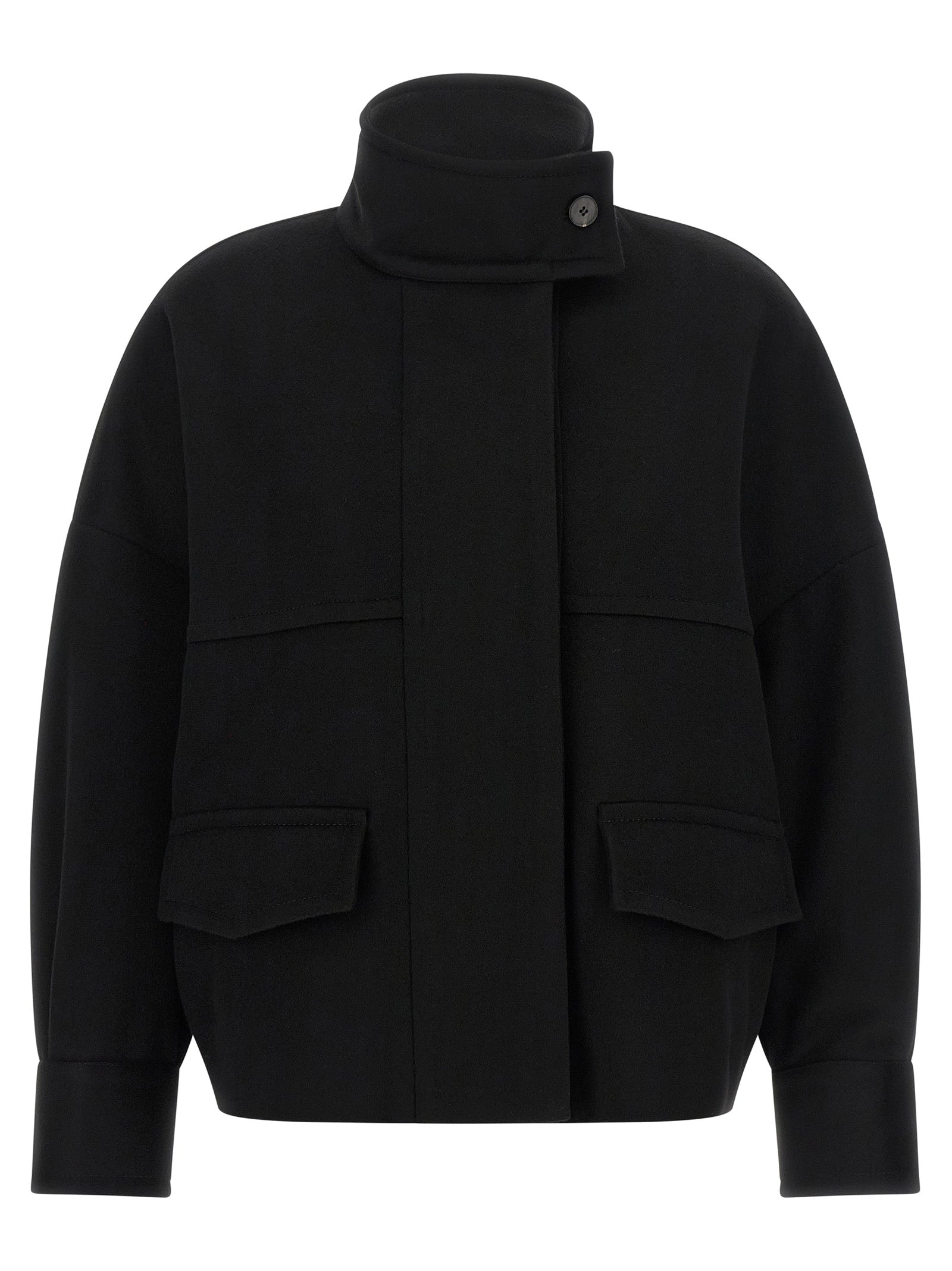 Alberto Biani Black Wool Bomber