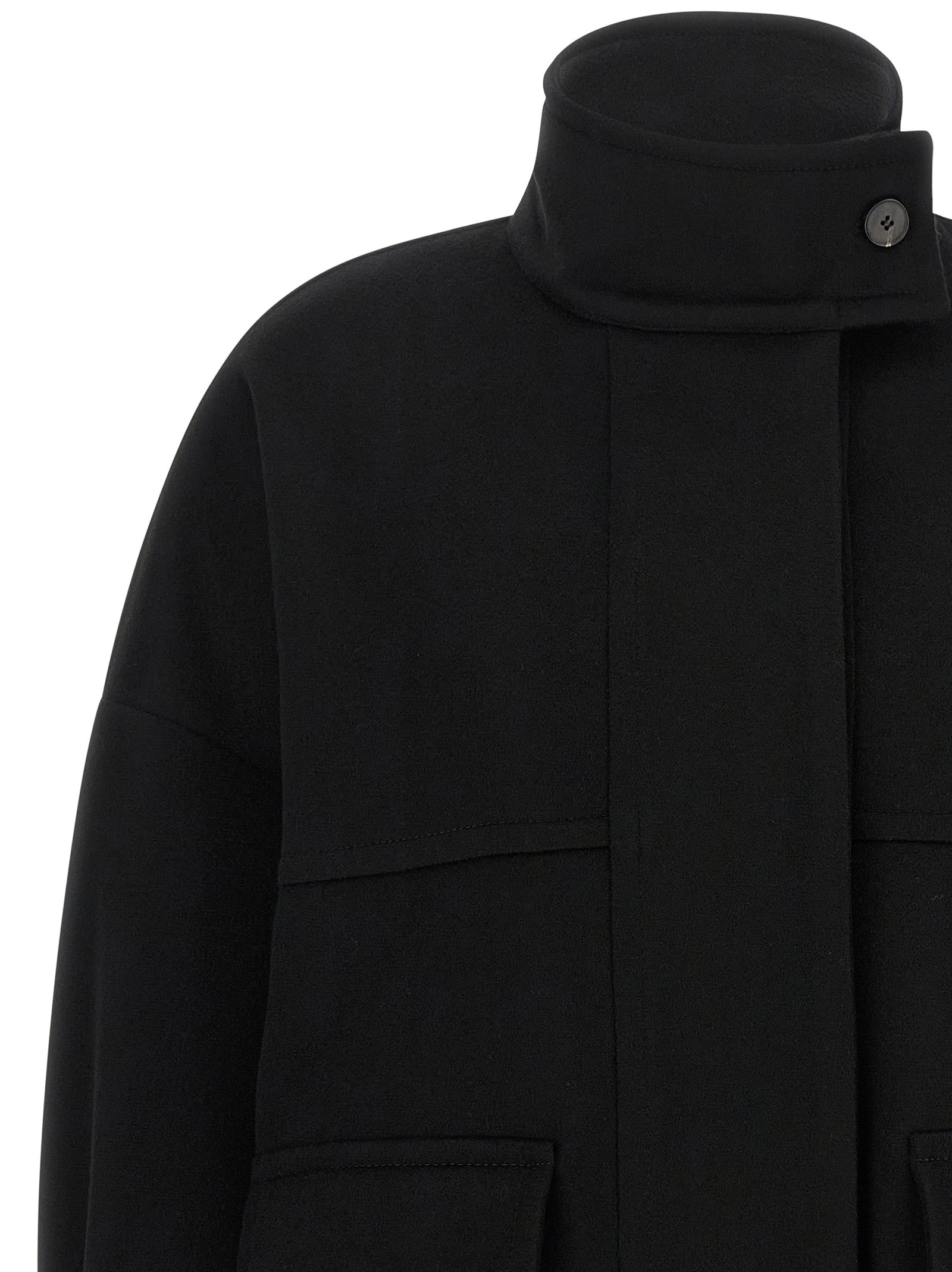 Alberto Biani Black Wool Bomber