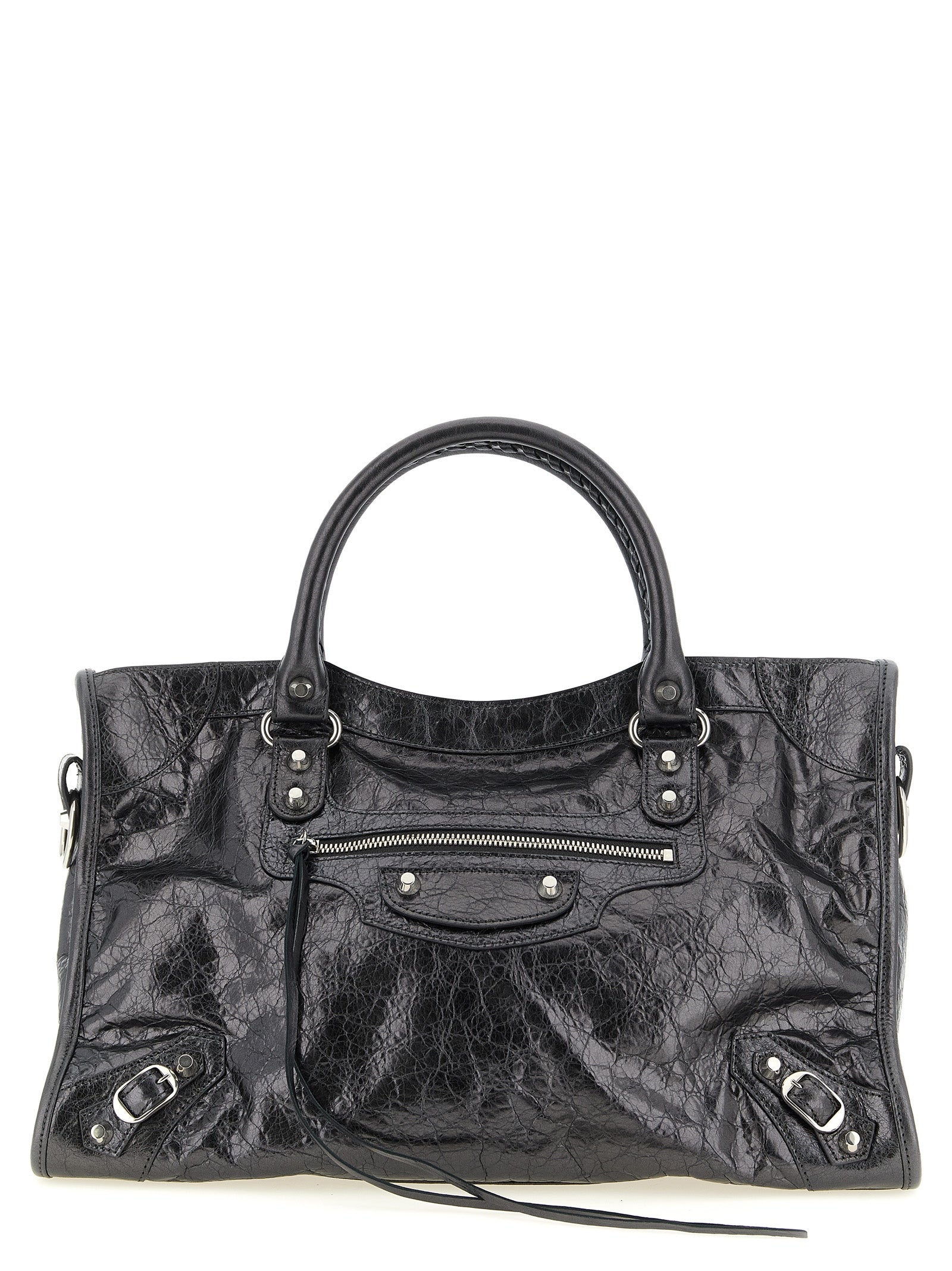 Balenciaga Silver Lamb Leather Handbag