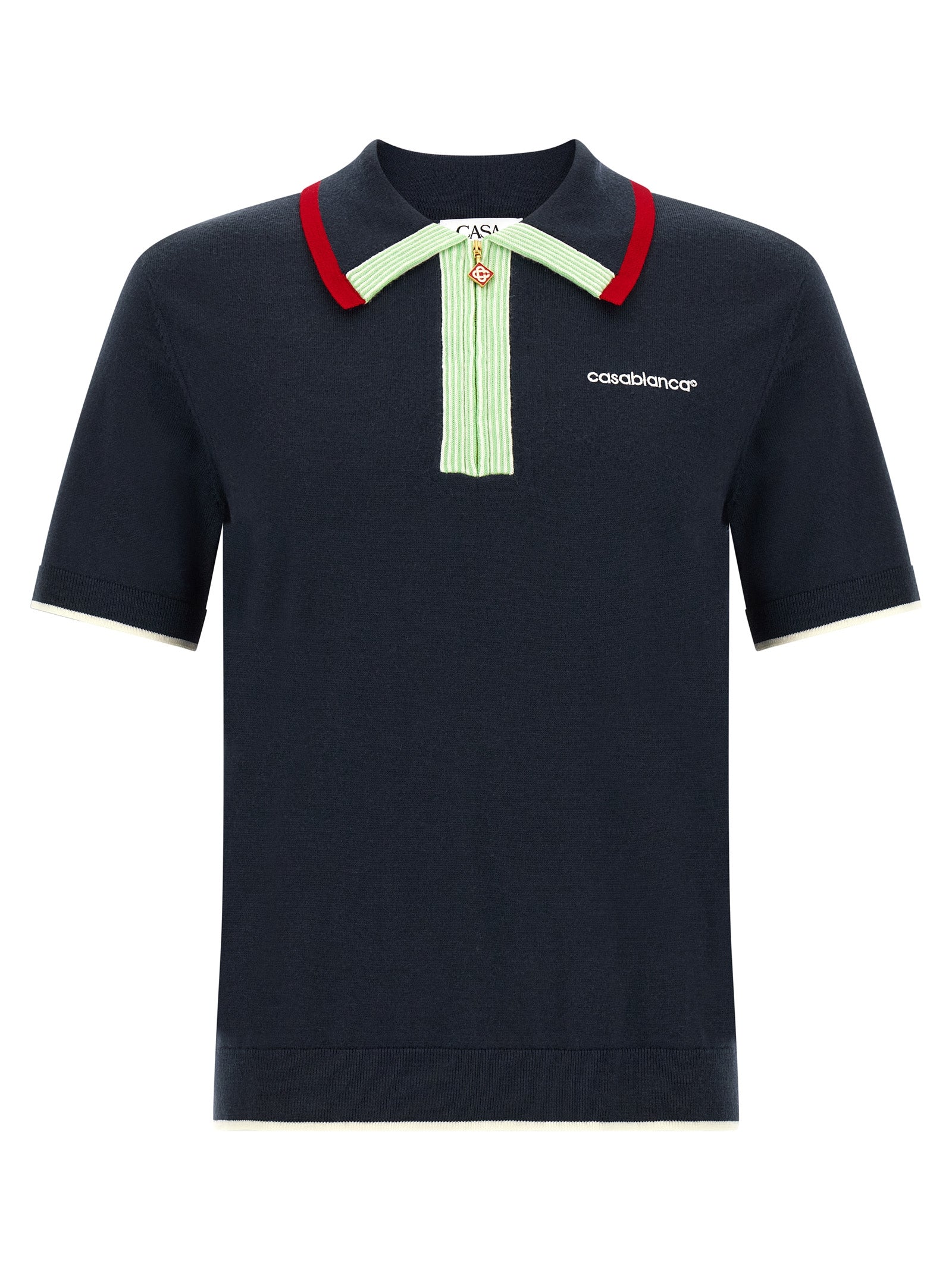 Casablanca Blue Wool Polo Shirt