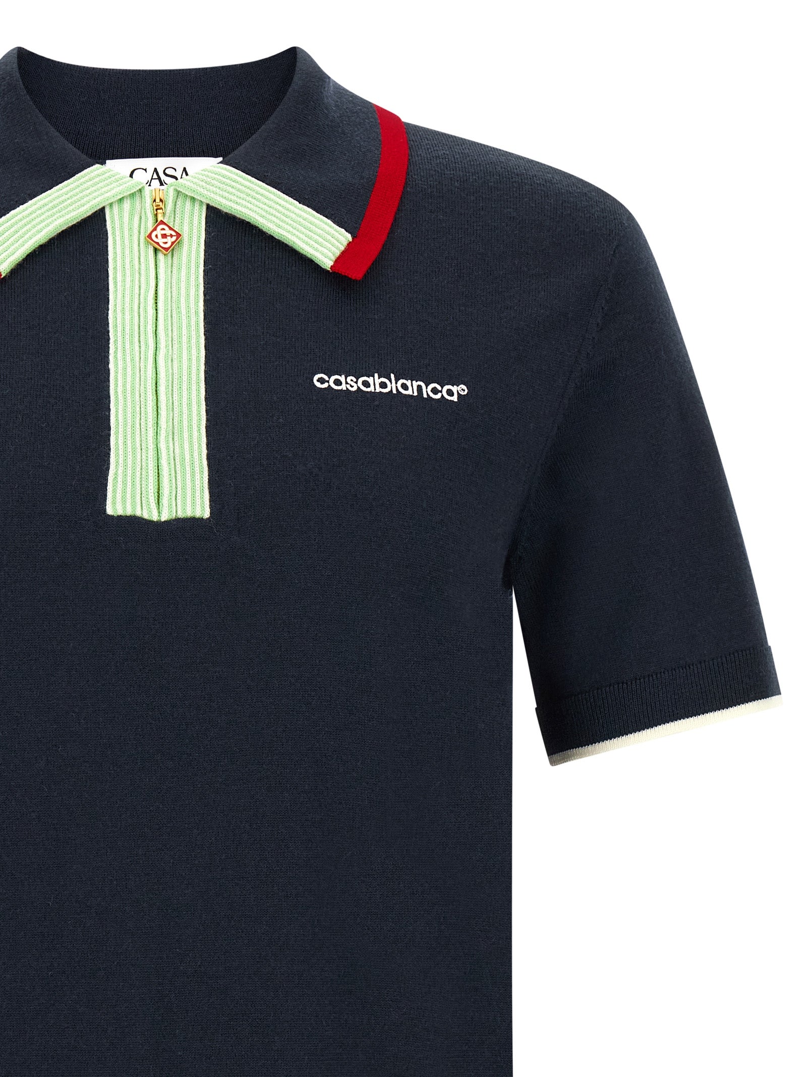 Casablanca Blue Wool Polo Shirt