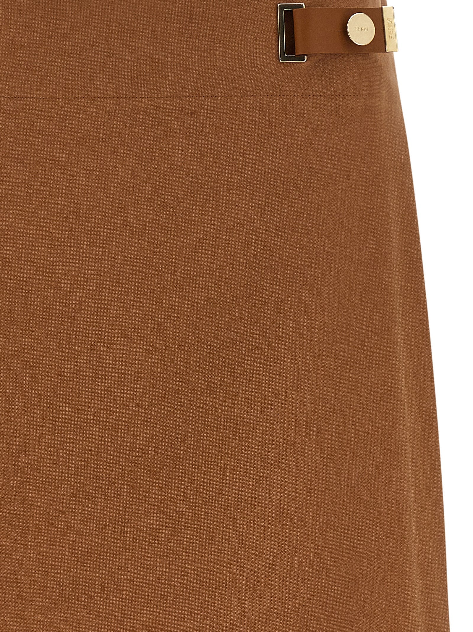 Fendi Brown Linen Midi Skirt