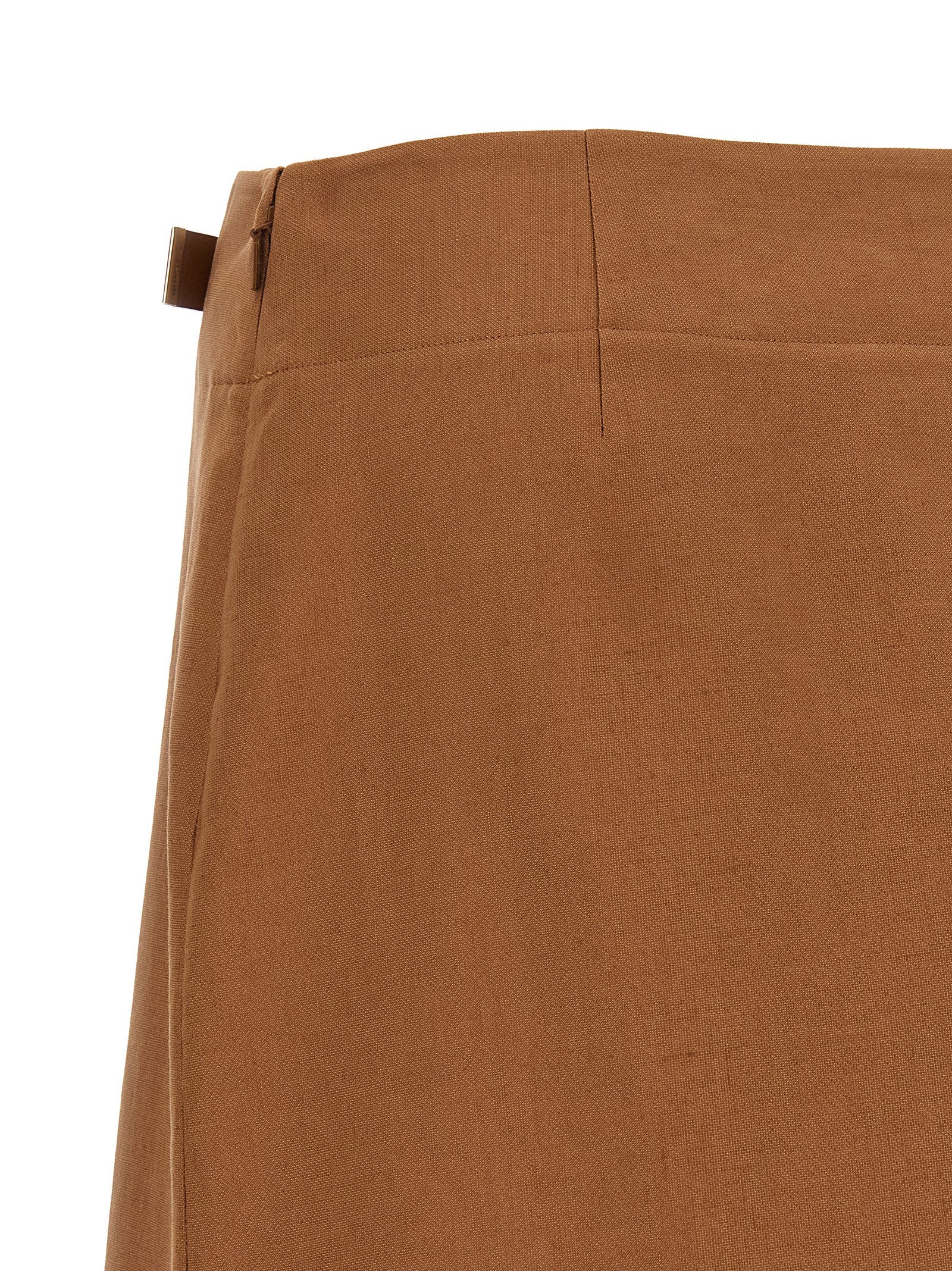 Fendi Brown Linen Midi Skirt