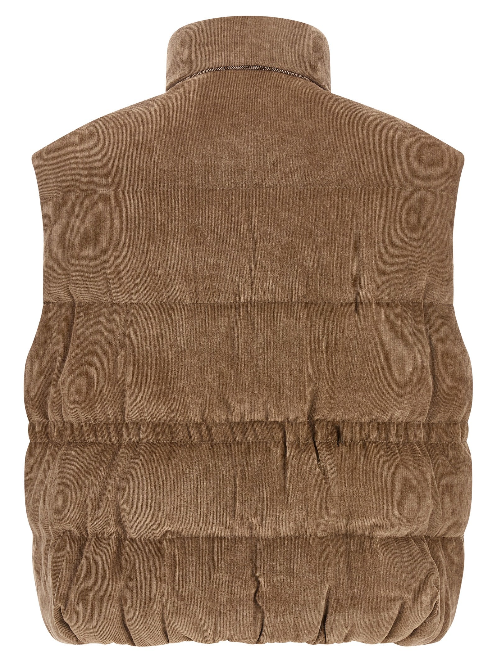Brunello Cucinelli Beige Viscose Sleeveless Jacket