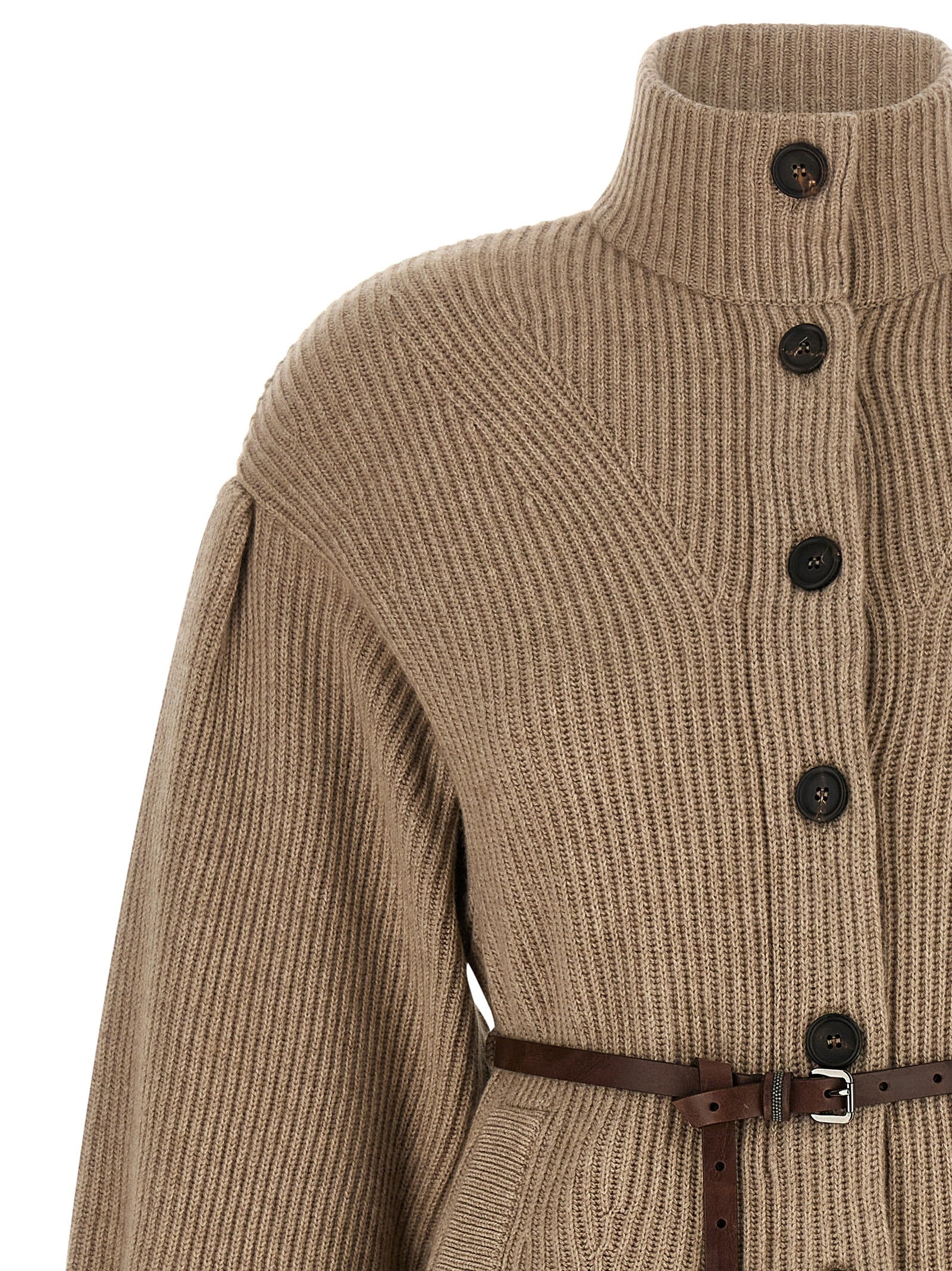 Brunello Cucinelli Beige Virgin Wool Cardigan