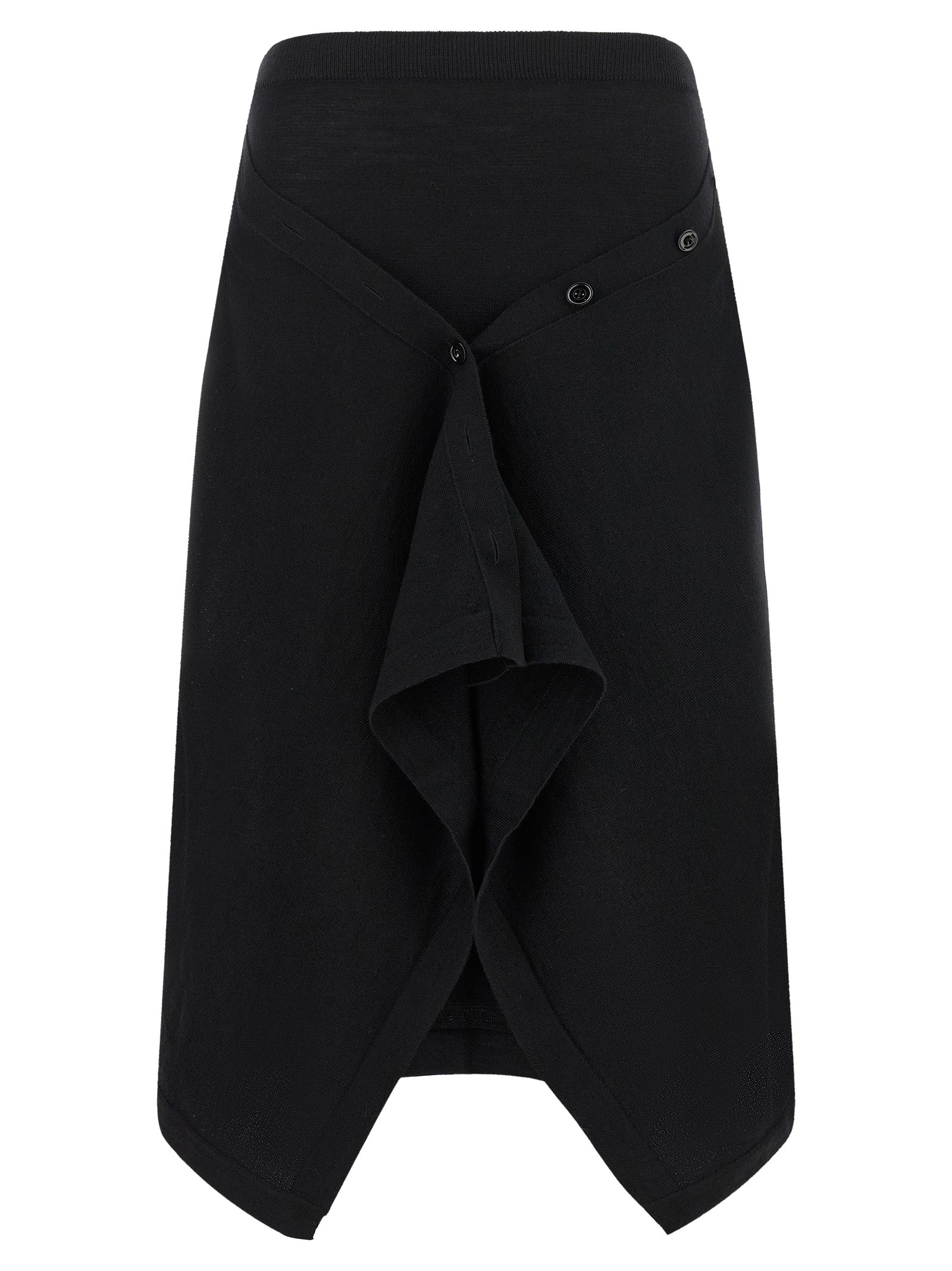 Lemaire Black Wool Midi Skirt