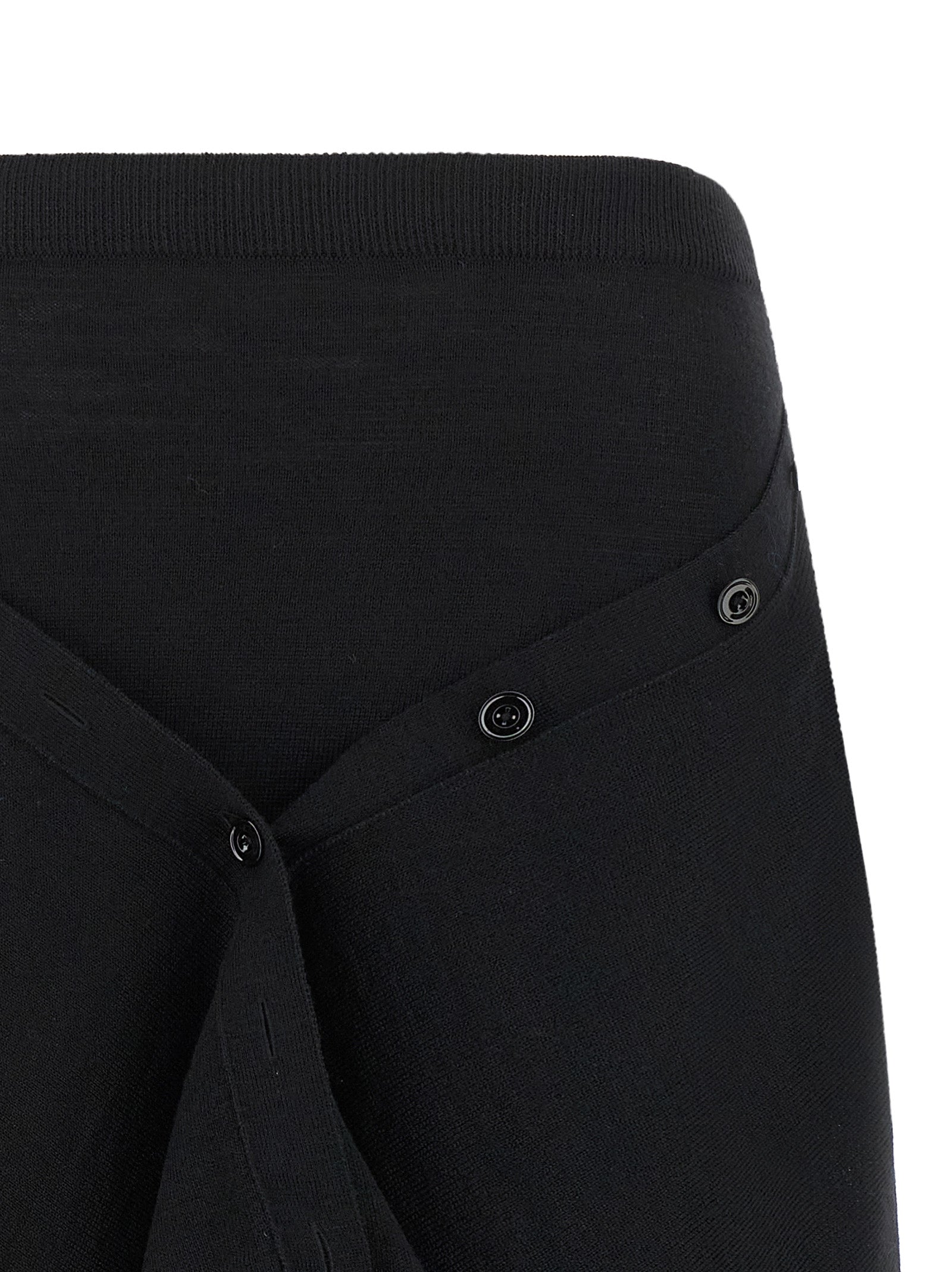 Lemaire Black Wool Midi Skirt