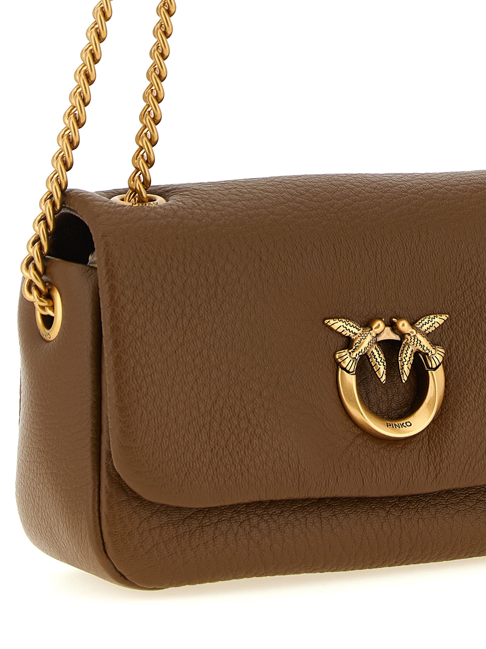 PINKO Brown Lamb Leather Shoulder Bag